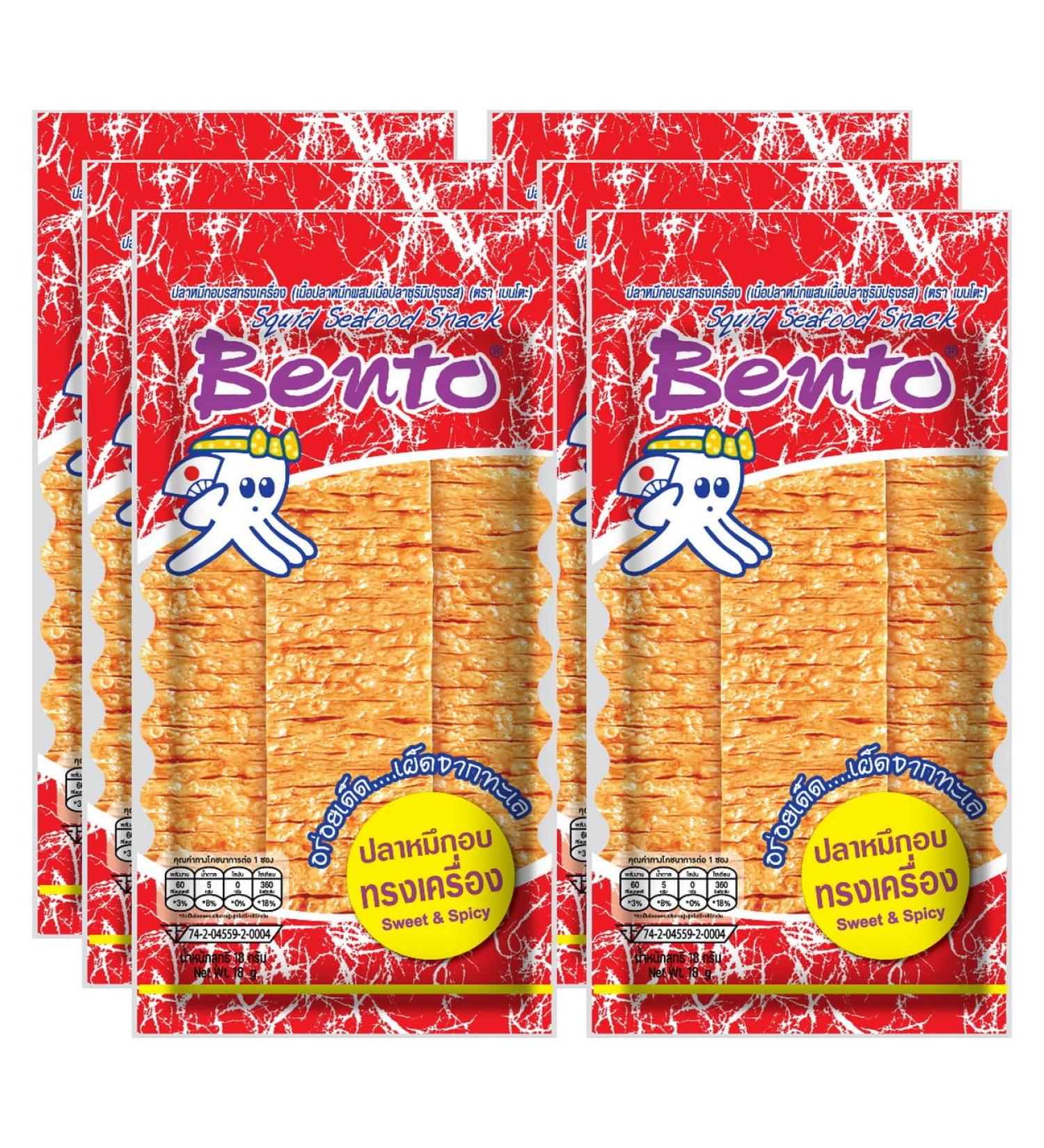 Bento Tha Snack Calmar S ch Fruits de Mer Snacks Asiatique Saveur pic e Sweet & Spicy (Rouge) 18 g x 6 Sachets Sweet & Spicy 18 g (Lot de 6) - Buy Online on GoSupps.com