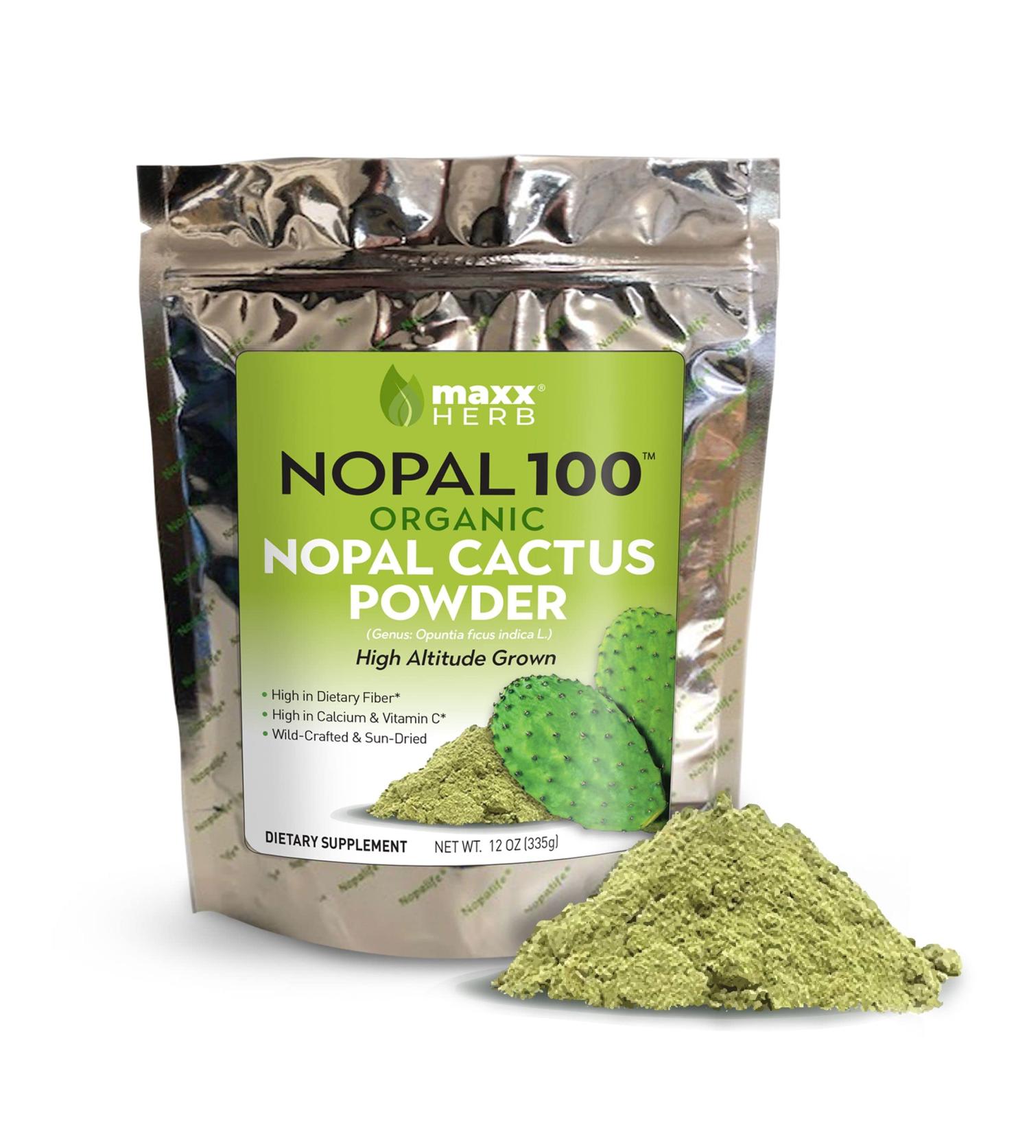 Maxx Herb Organic Nopal Cactus Powder - Digestion & Immune Support - High Fiber & Calcium - Vegan, Non-GMO, Gluten Free - 12 oz Bag - Buy Online on GoSupps.com
