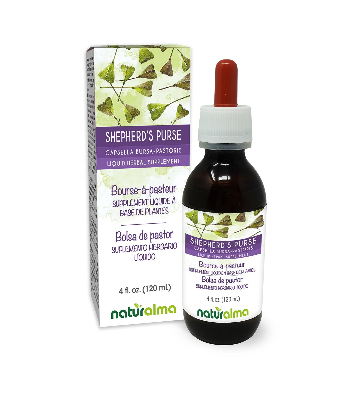Naturalma Shepherd's Purse Herb Tincture 4 fl oz - Alcohol-Free Liquid Extract Drops | Vegan Herbal Supplement from Italy - Buy Online on GoSupps.com