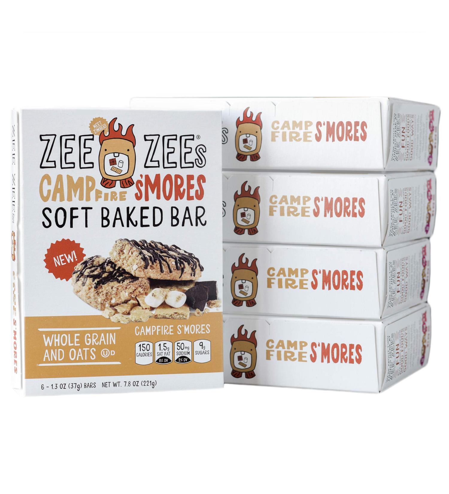Zee Zees Campfire S'mores Soft Baked Snack Bars - Nut-Free, Whole Grain, Naturally Flavored, 30 Pack (1.3 oz Each) - Buy Online on GoSupps.com