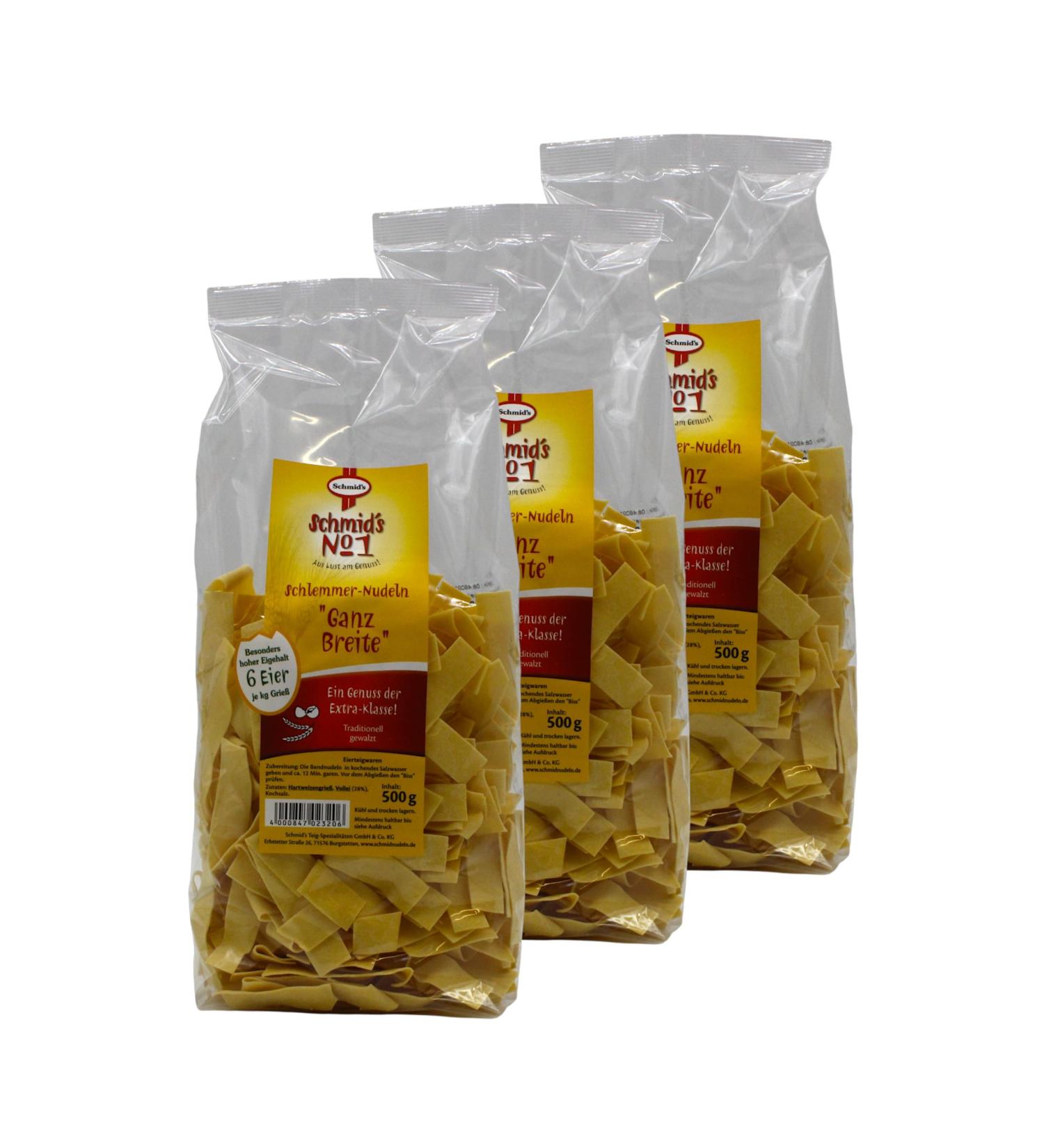 Schmid's Schmids No1 3 x ribbon noodles very wide 18 mm 500 g excellent in taste and savory in bite - Buy Online on GoSupps.com