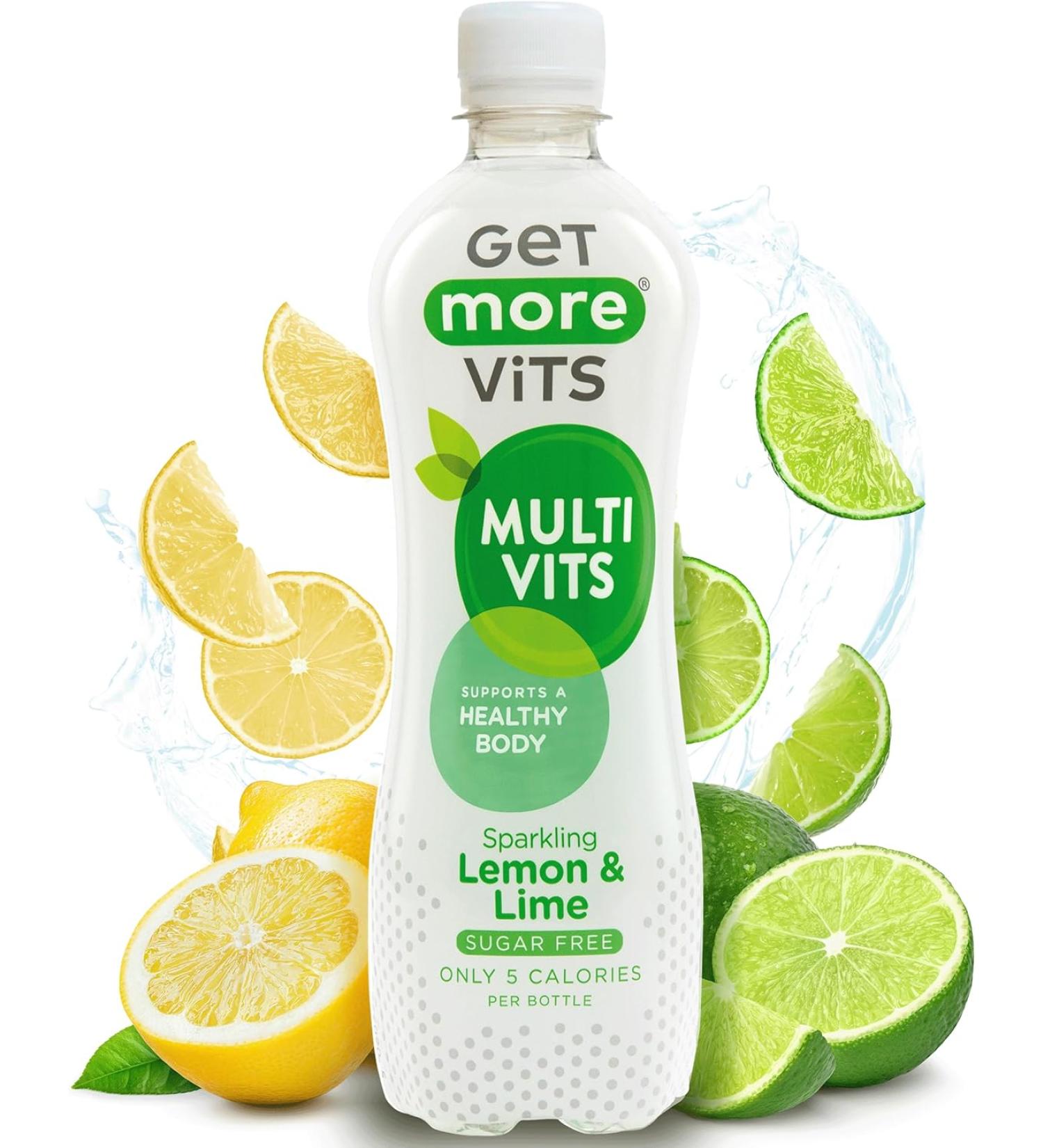 Get More Vits - Multi Vitamin Sparkling - Lemon & Lime - 500ml - Pack of 12 - Buy Online on GoSupps.com