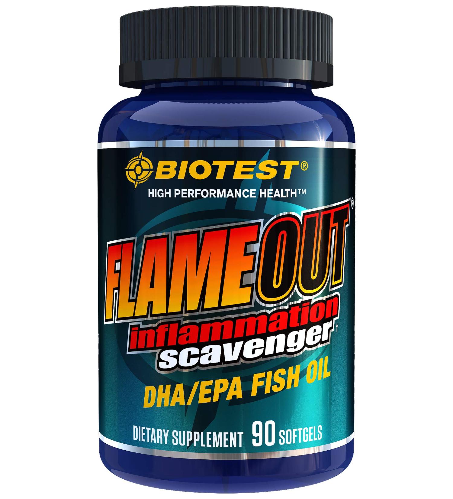 Biotest Flameout Inflammation Scavenger - 5500mg Omega-3 Fish Oil Supplement - Pharmaceutical Grade DHA & EPA - Promotes Brain & Heart Health - 90 Softgels - Buy Online on GoSupps.com
