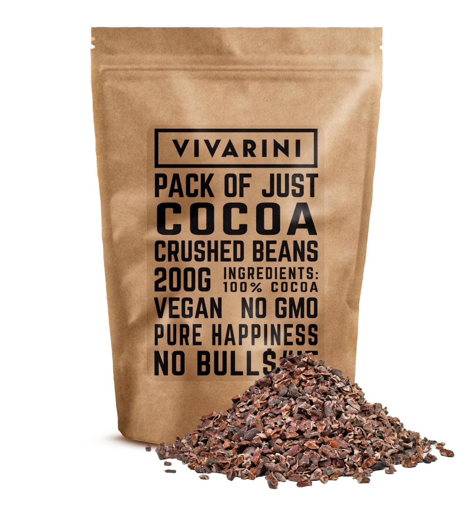 Vivarini Cocoa Beans 200g | Intense Chocolate Flavour & Aroma | Versatile Culinary Ingredient | Valuable Source of Nutrients | Crushed Cocoa Beans | 0.2 kg