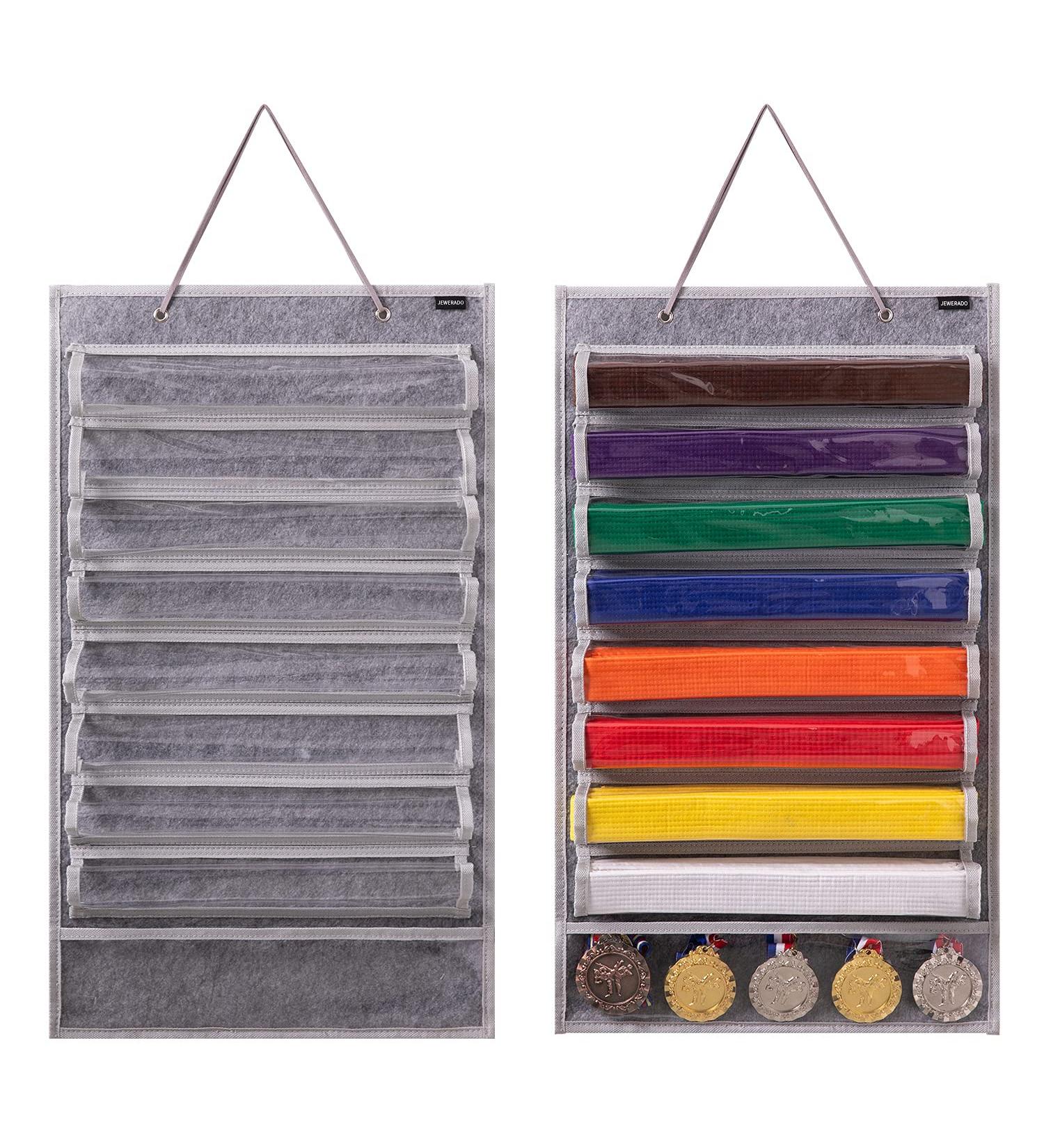 JEWERADO Karate Martial Arts Taekwondo Belt Display Holder Wall Hanging for 8 Belts  Hold 5 Medals Grey - Buy Online on GoSupps.com