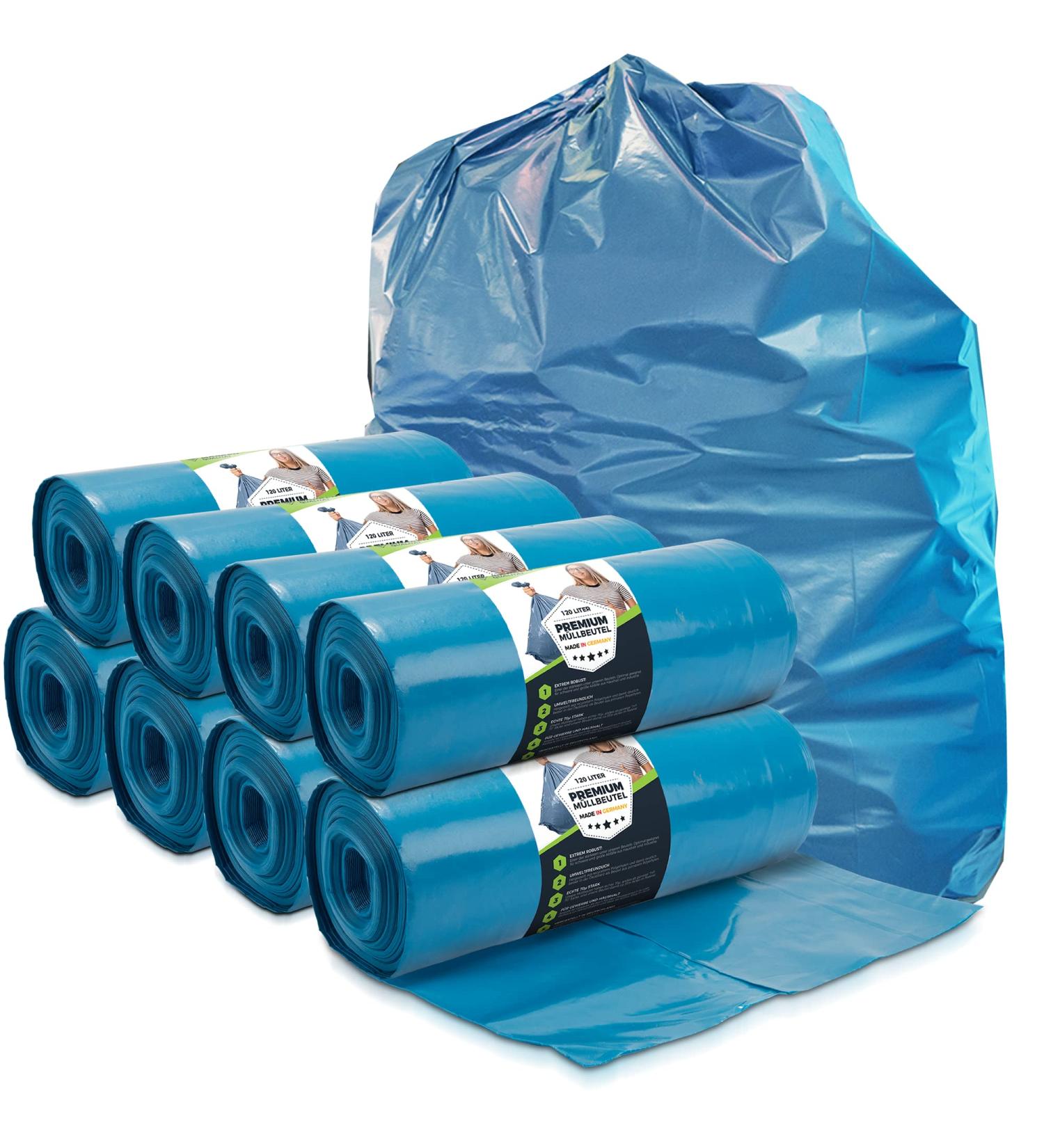 Buy 200 Premium Blue Garbage Bags - 120L 70 Tearproof XL Waste Bags - LDPE Super Quality for International Shipping - Buy Online on GoSupps.com