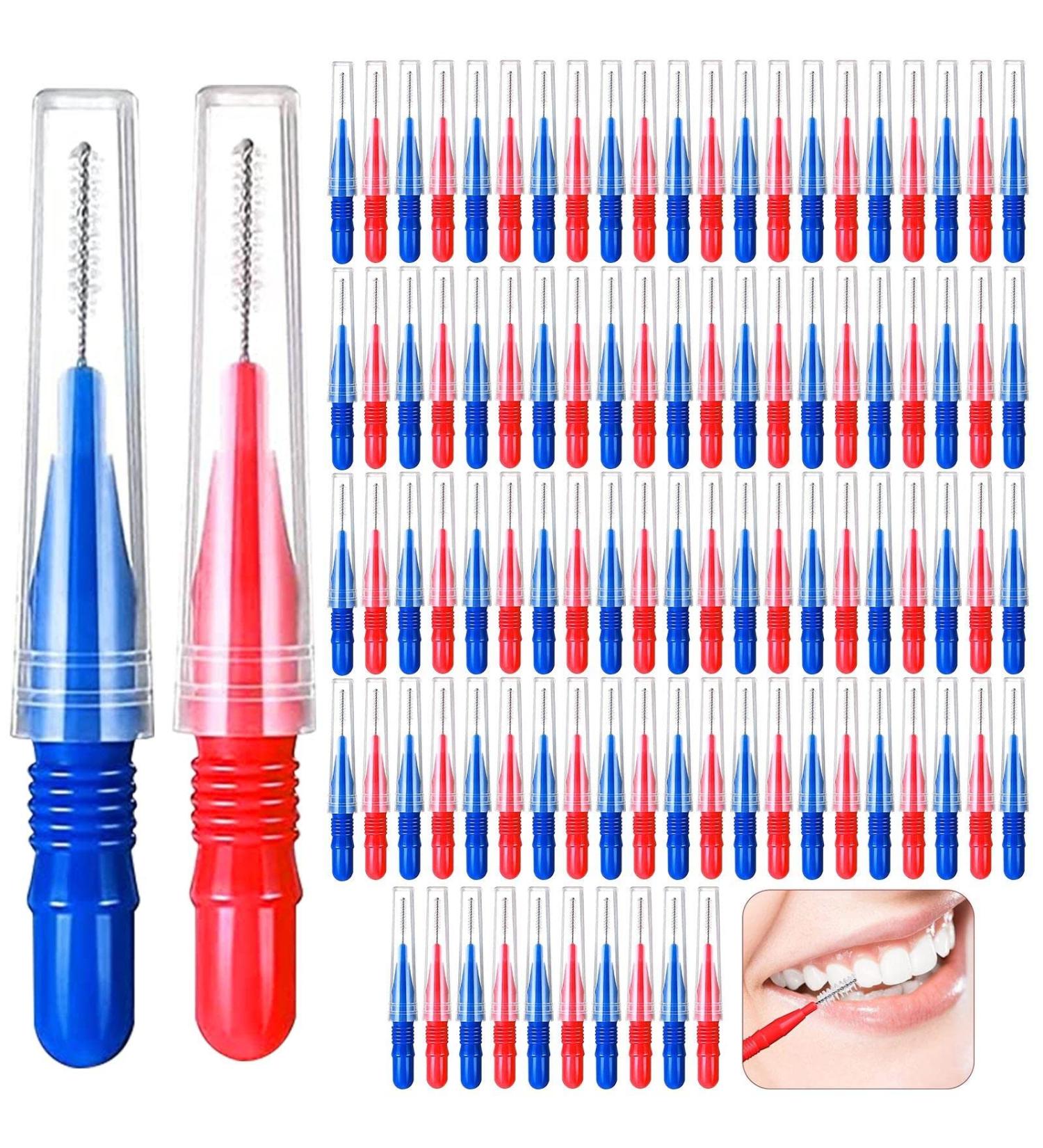 ACBOOR Interdental Brushes - 100 Reusable Dental Brushes for Effective Tooth Cleaning | Red & Blue Space Toothbrush - Buy Online on GoSupps.com