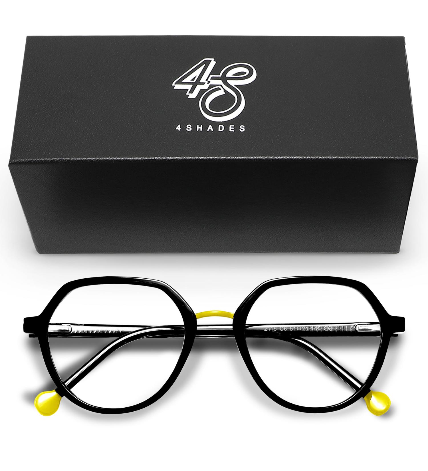 Buy 4SHADES Blue Light Blocking Glasses - Stylish Round Frames for Men & Women | Reduce Eye Strain for Gaming & Screen Use | Midnight Noir - Buy Online on GoSupps.com