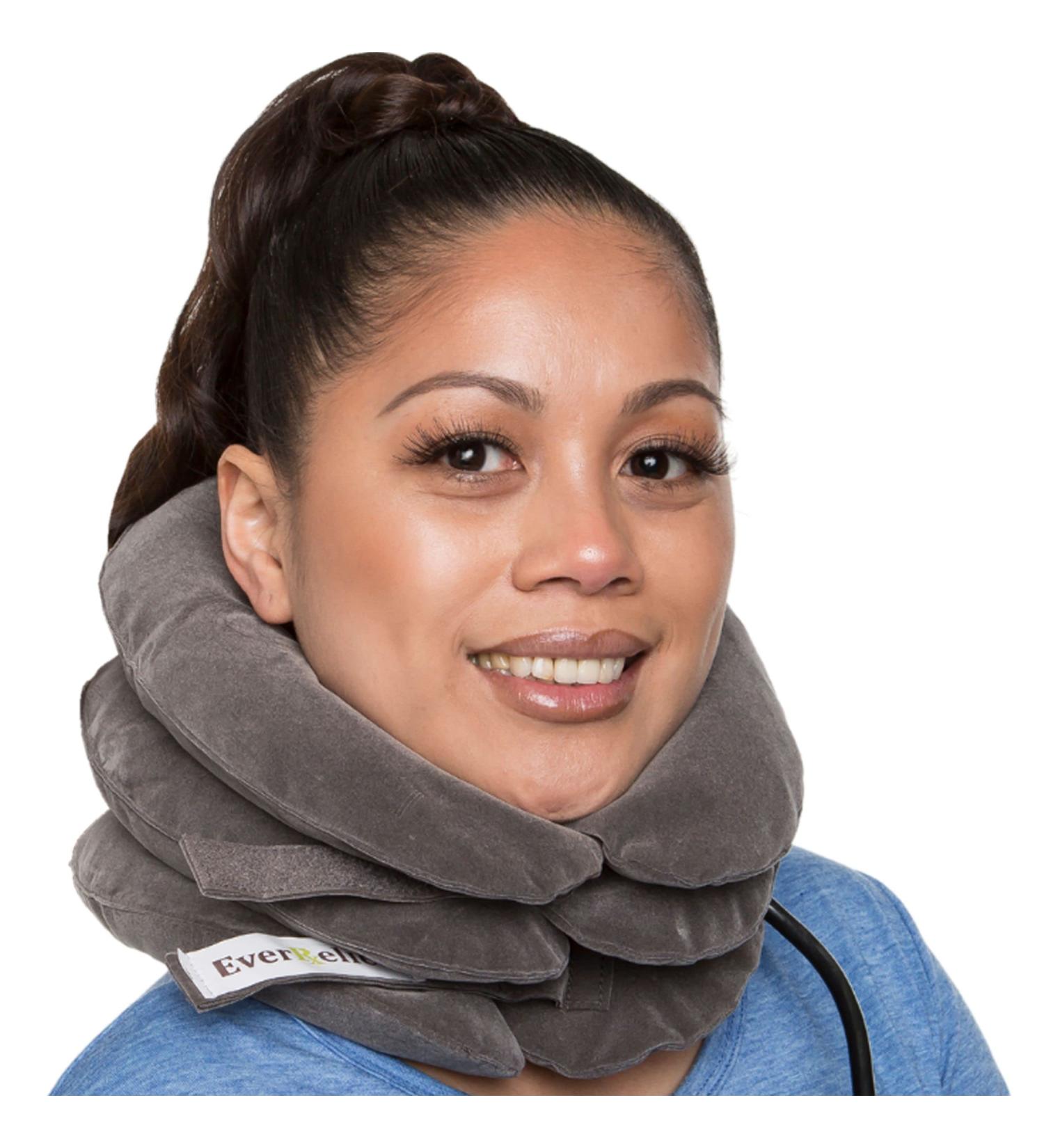 Cervical Neck Traction Device by EverRelief - Inflatable Collar for Instant Neck & Shoulder Decompression - FDA Registered Support Brace for Neck Pain Relief - Buy Online on GoSupps.com