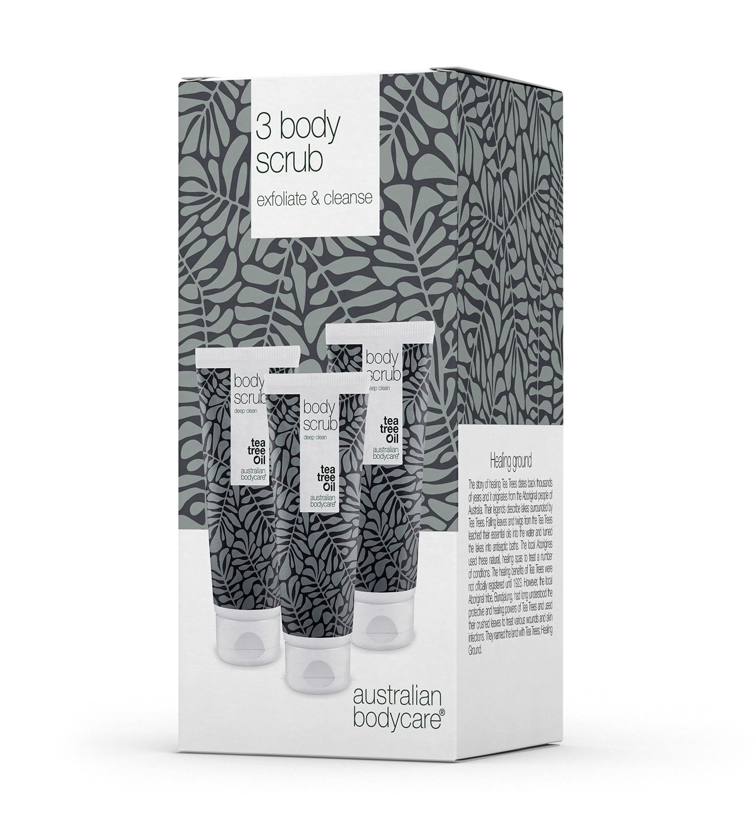 3x Body Scrubs 200ml with tea tree oil | Against pimples impure skin ingrown hair keratosis pilaris and strawberry legs | 100% natural and vegan | Dermatologically tested Tea Tree Oil 200 ml (Pack of 3) - Buy Online on GoSupps.com