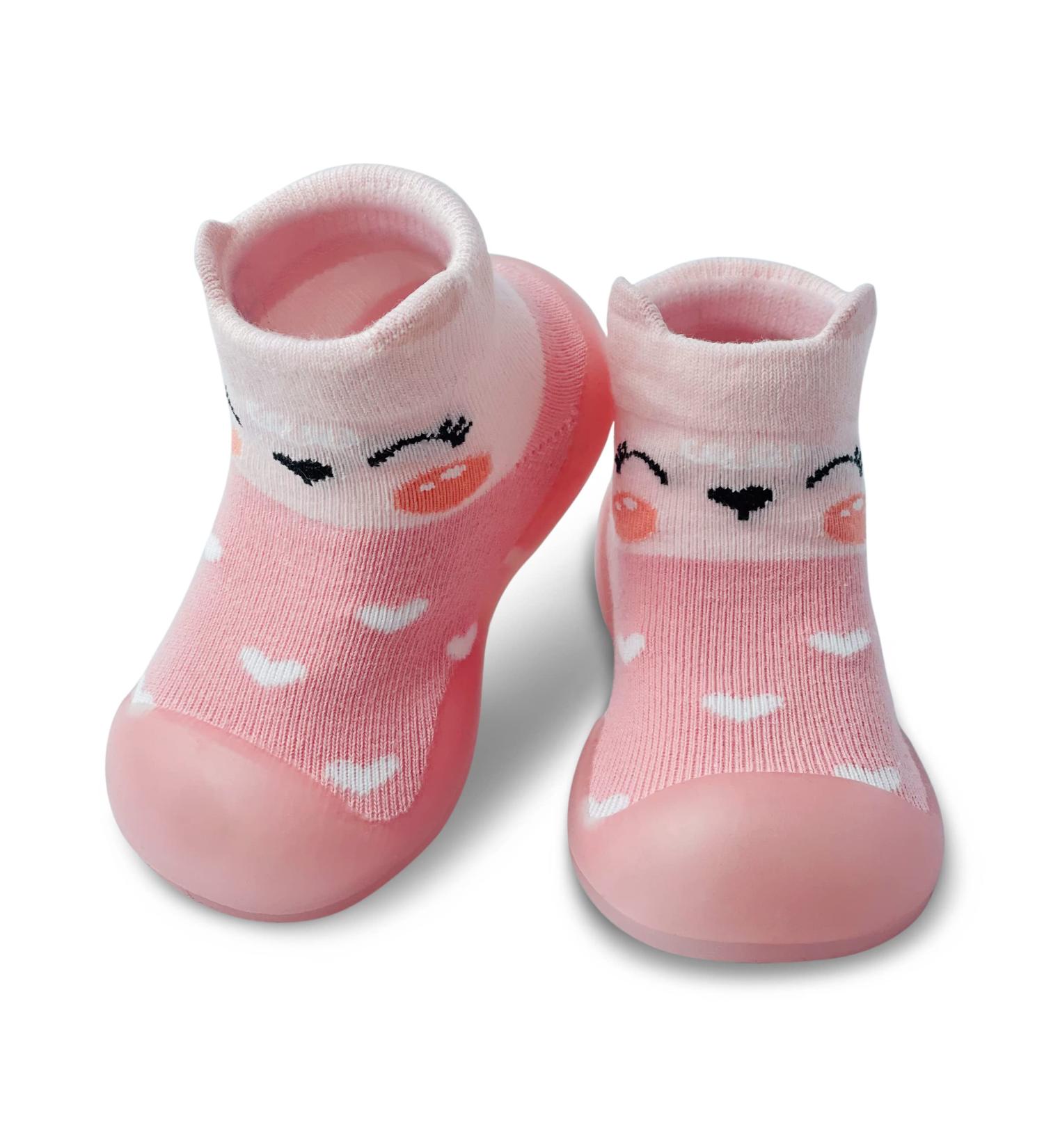 Dookeh Baby Girl Pink Soft Sole Sneakers | Non-Slip First Walking Shoes 2-3 Years | Toddler Infant Babygirl Sock Shoes - Buy Online on GoSupps.com