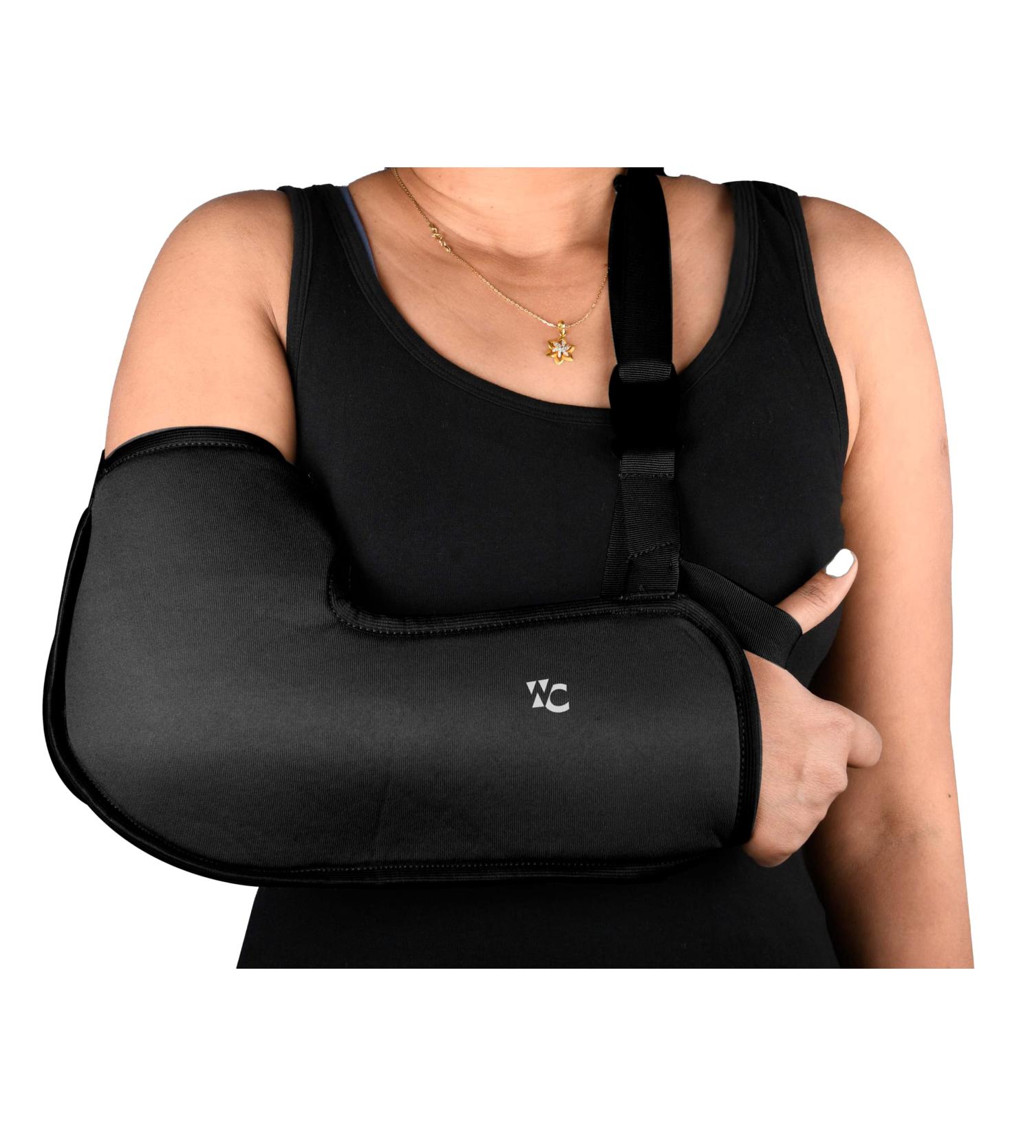Buy Wonder Care Arm Sling - Breathable Fabric for Men & Women | Adjustable Padded Support for Wrist Elbow & Rotator Cuff (Black Medium) - International Shipping Available - Buy Online on GoSupps.com