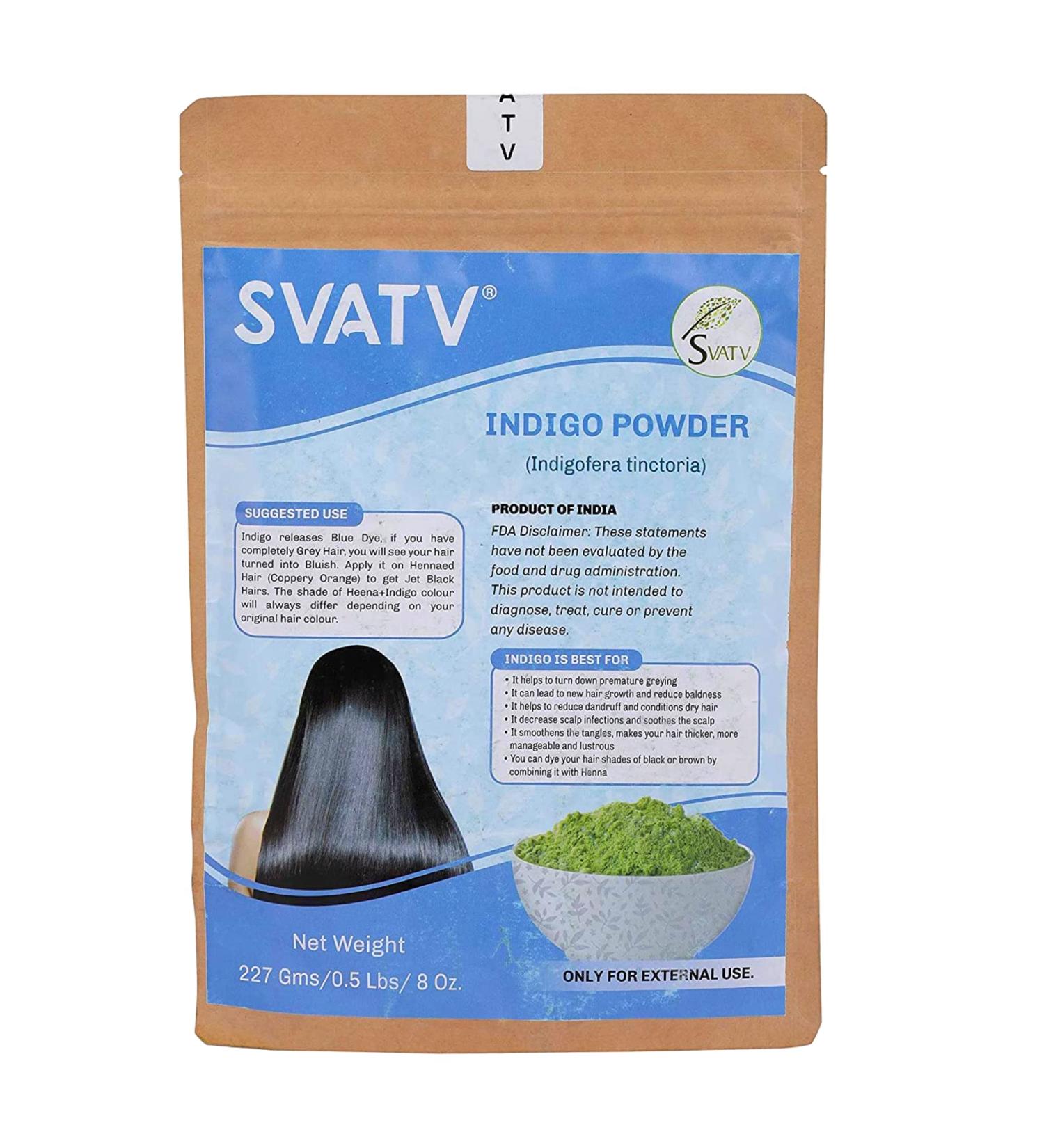 SVATV Indigo Powder II 227g | Natural Hair Color & Mehndi for Beautiful Hair | Indigofera Tinctoria Shipping Worldwide - Buy Online on GoSupps.com