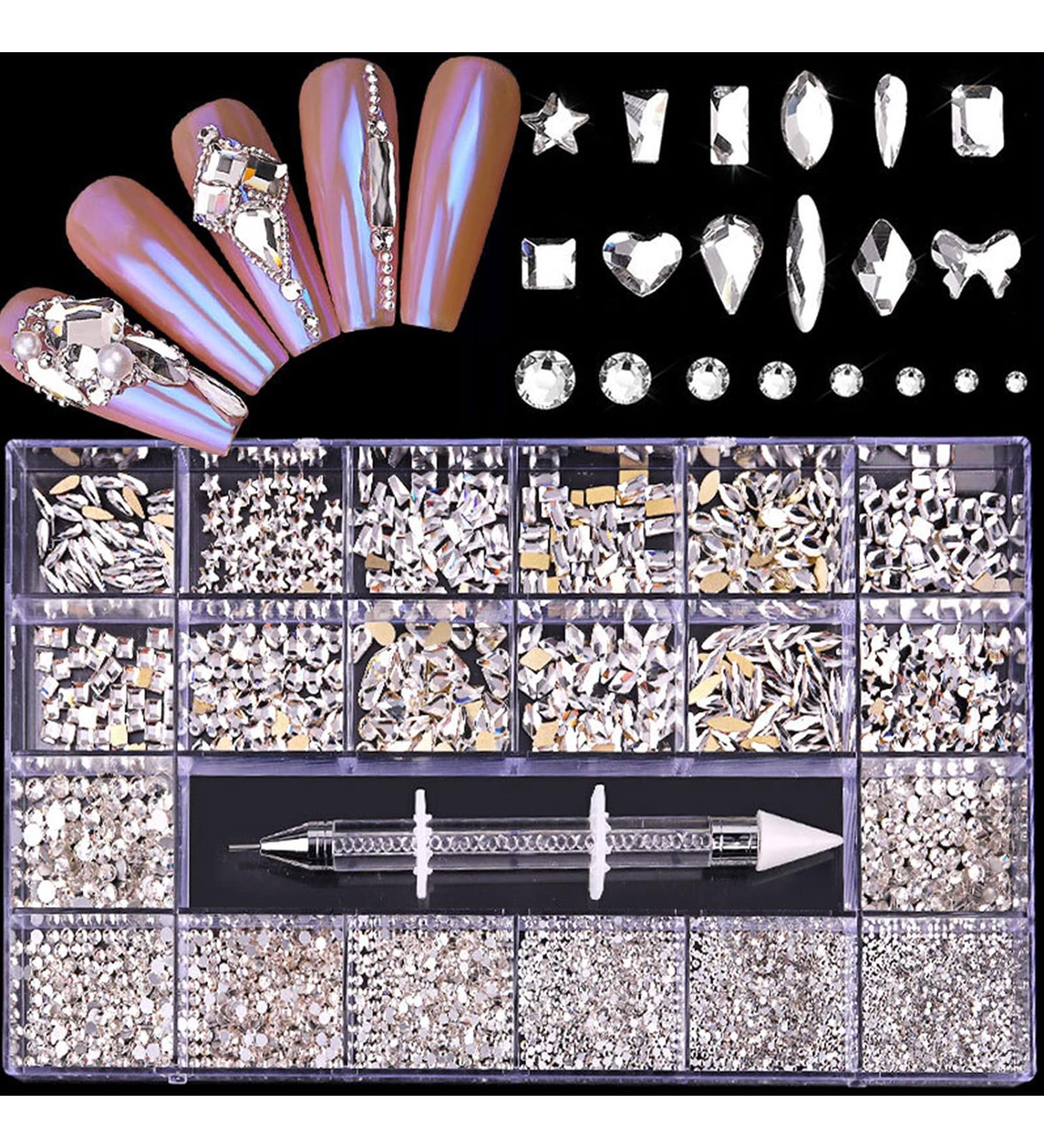 DIY Nail Art Rhinestones 13 Styles Shiny Glass Jewels Diamonds for Nail Decoration Make-up Phone Decor Nail DIY Glass Decoration with Rhinestone Picker - Buy Online on GoSupps.com
