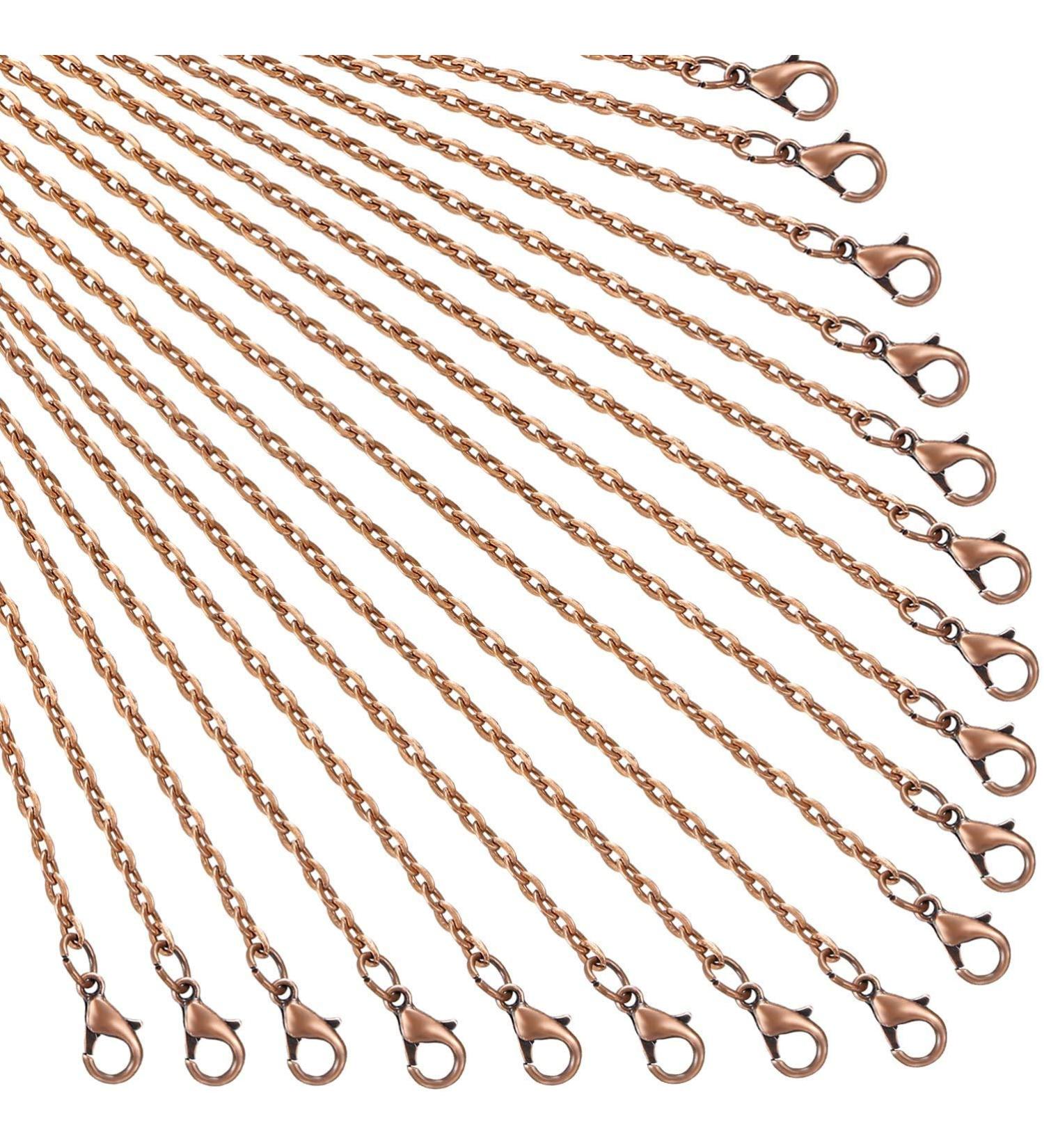 24 Pack Antique Red Copper Twisted Link Chain Necklace for Jewelry Making - 20 Inch - Buy Online on GoSupps.com