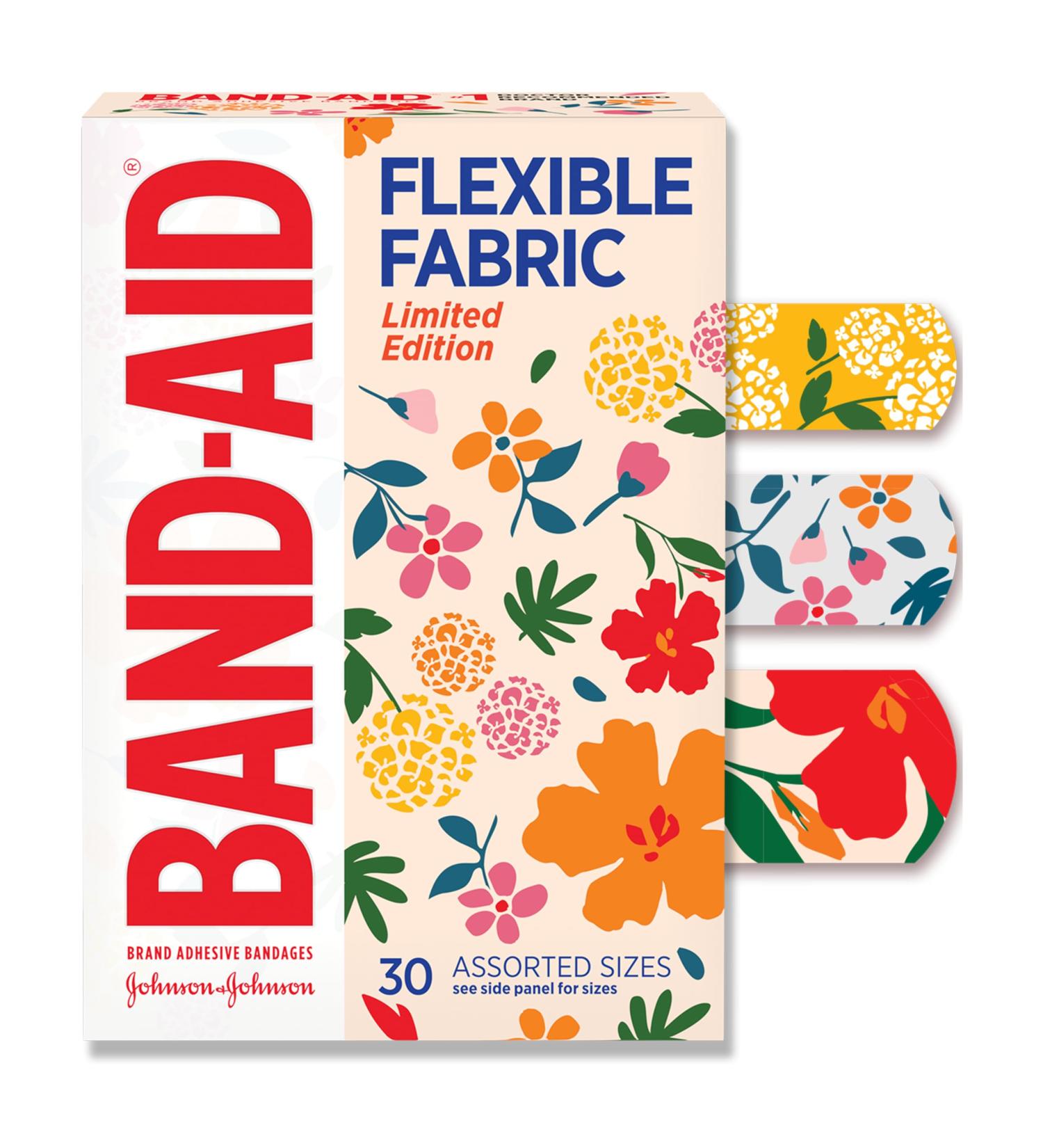 Band-Aid Flexible Fabric Wildflower Bandages First-Aid Wound Care Dressing Healing Injury Adhesive Wound Cover 30 Pack - Buy Online on GoSupps.com
