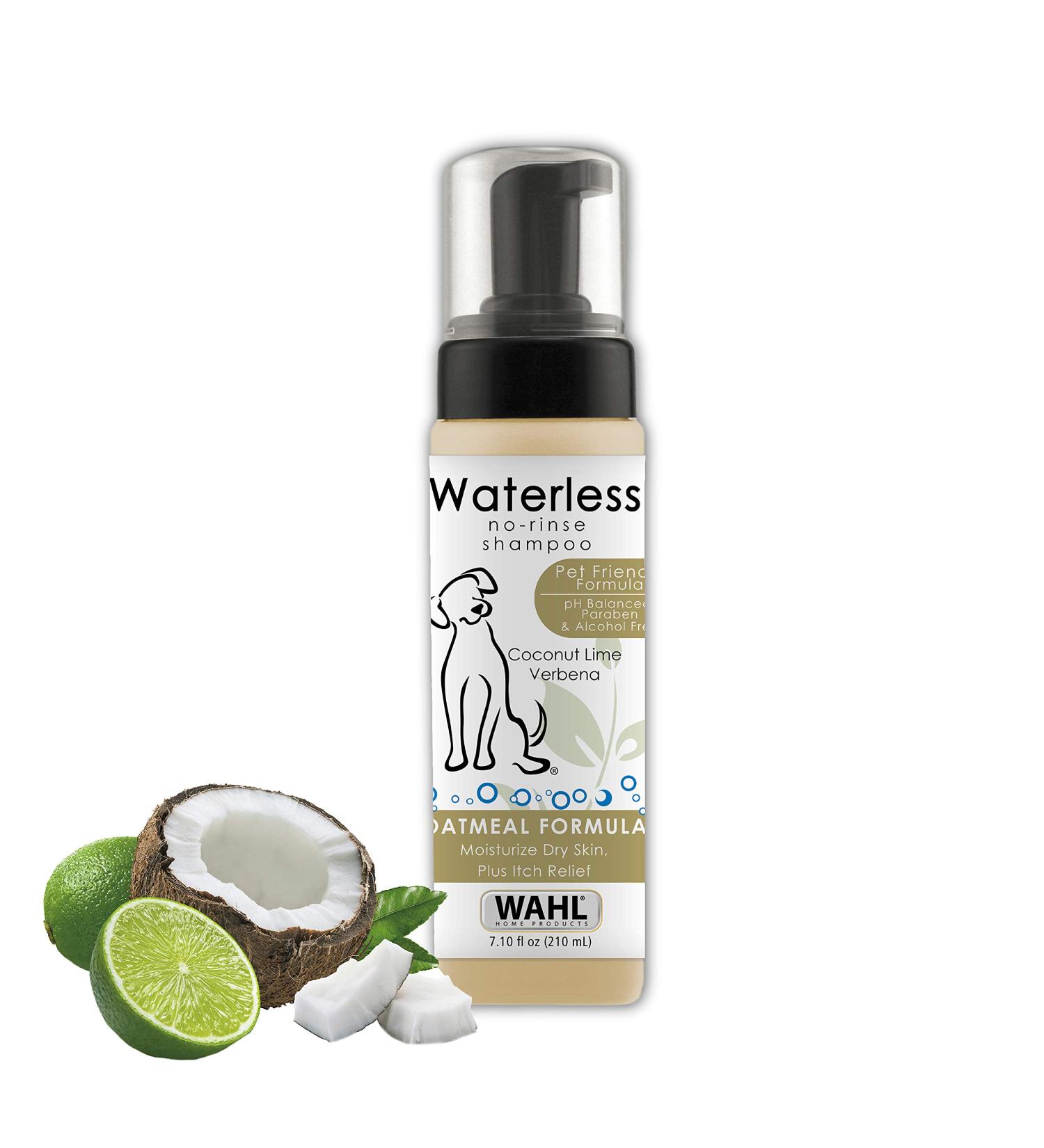 Wahl Pet Friendly Waterless Shampoo 7.1 oz - Oatmeal & Coconut Lime Verbena for Dogs, Cats, Horses - No Rinse, Cleaning, Conditioning - Buy Online on GoSupps.com