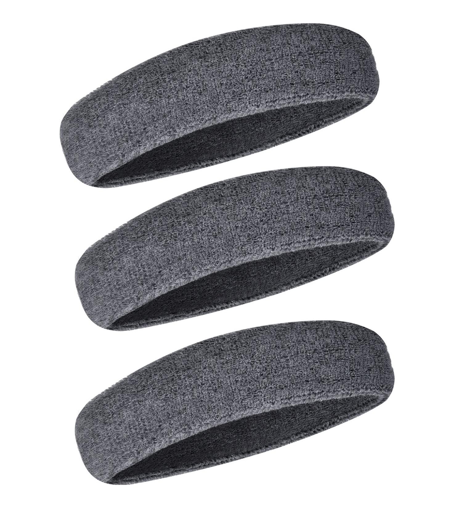 3 Pack Sports Headband Welding Tape for Men & Women | Non-Slip Moisture-Wicking Athletic Cotton | Gray Hair Bands - Buy Online on GoSupps.com