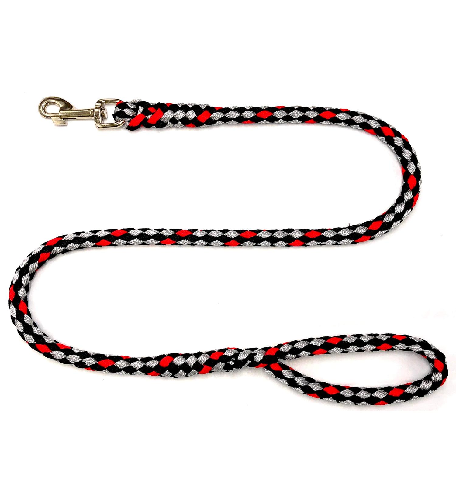 Dog leash large dogs jumbo with hand loop up to 80 kg / guide leash / training line / training line very stable 17 colors (5m ohio (black-silver-red)) 5m Ohio (black-silver-red)