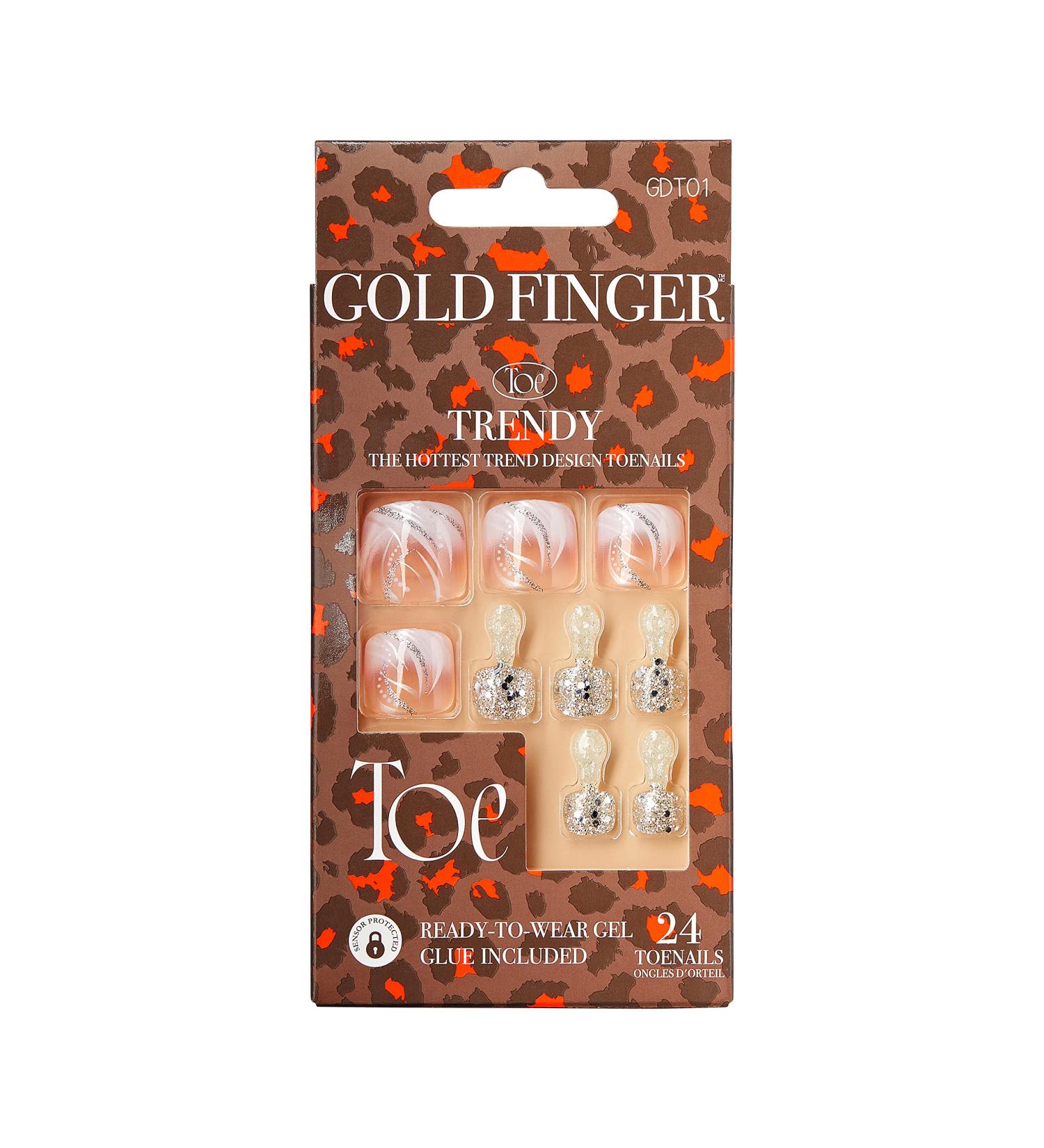 GoldFinger Full Cover Press On Toe Nails Kit with Glue - Pedicure Fake Nails (Perfect Match) - Buy Online on GoSupps.com