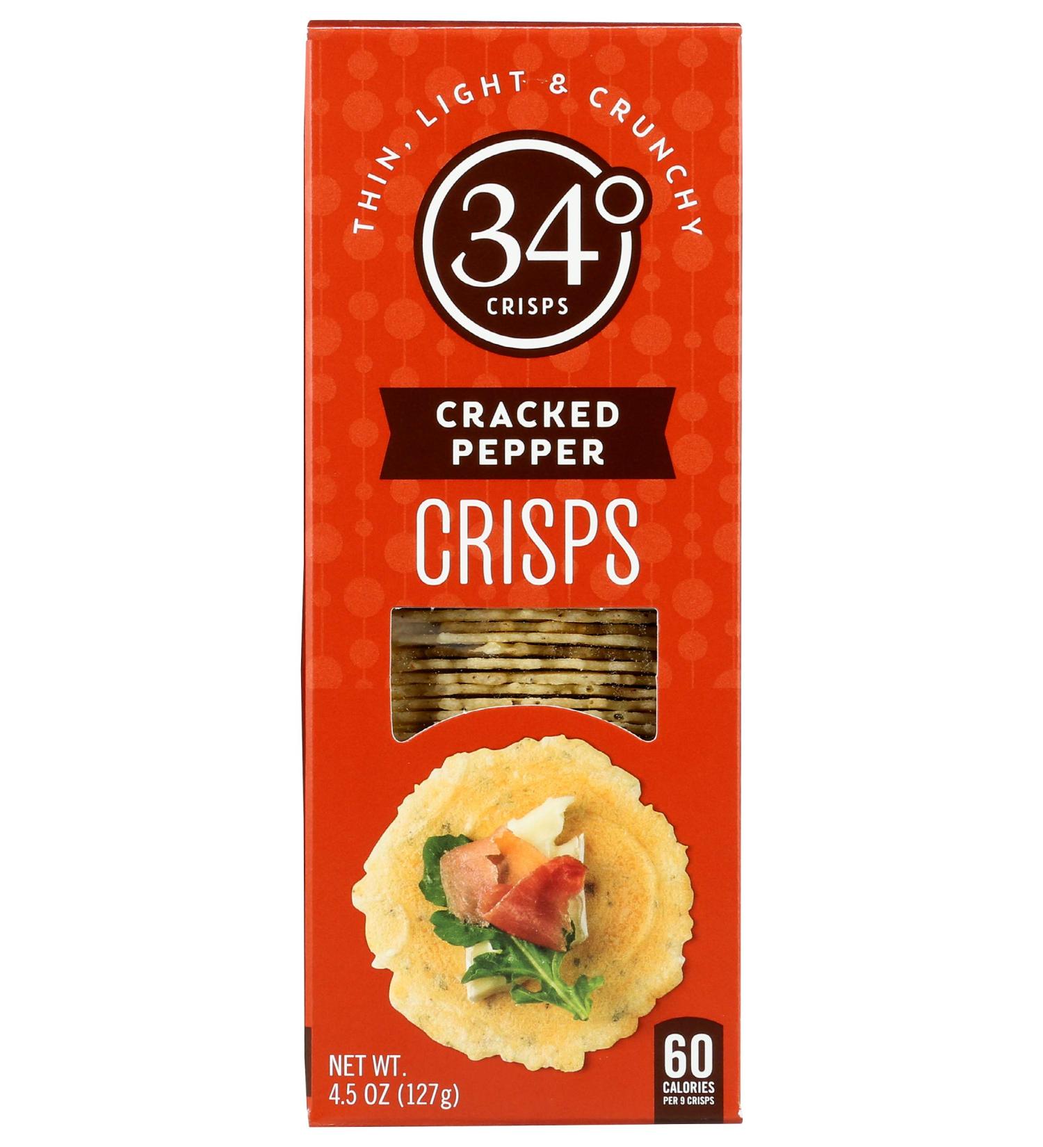 34 Degrees Cracked Pepper Crisps | Thin, Light & Crunchy | Single Pack (4.5oz) - Buy Online on GoSupps.com