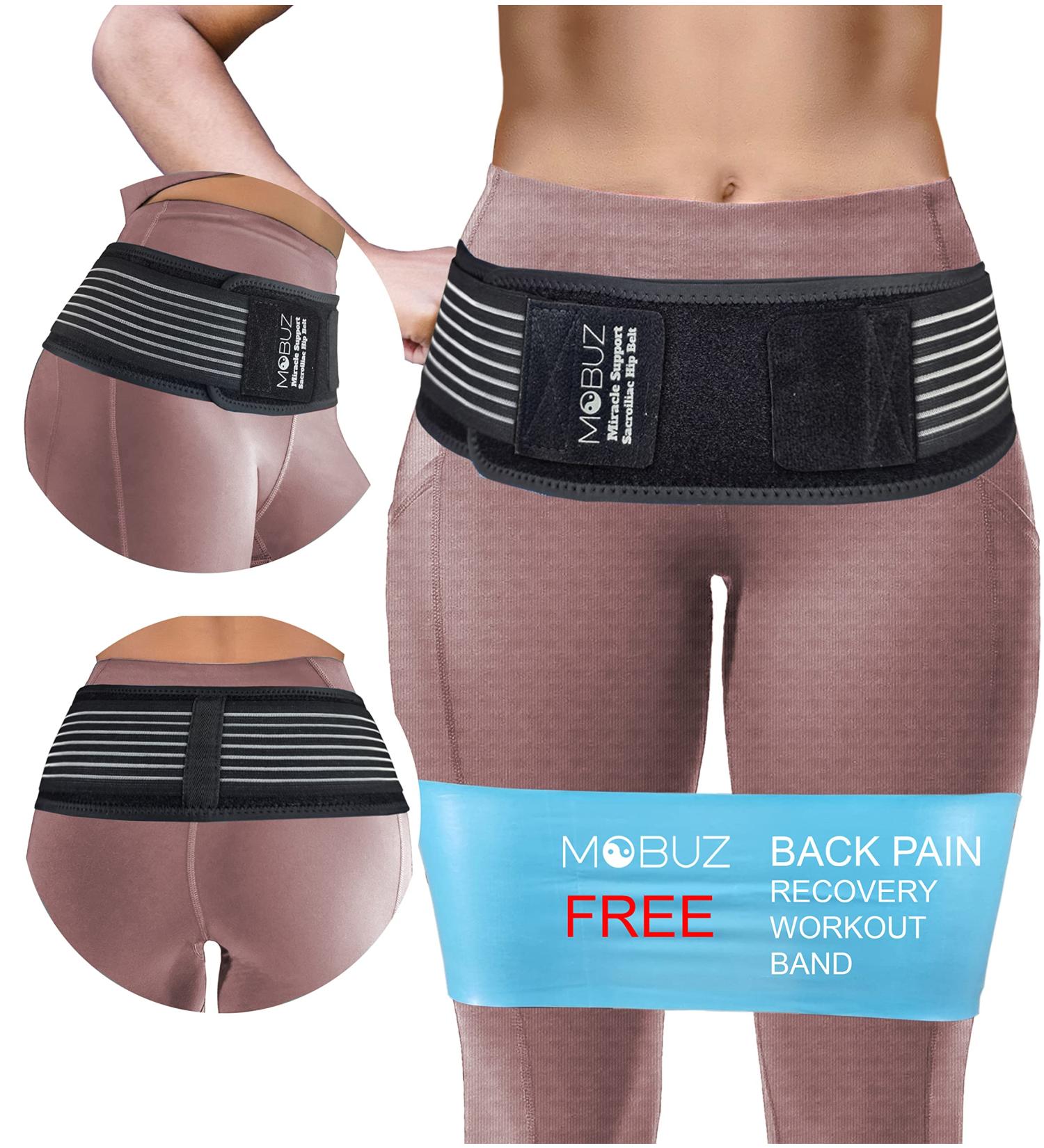 Si Joint Belt with Resistance Band for Back Recovery + Workout Plan | Pelvic Tilt Corrector & Lower Back Support for Women & Men | Si Joint Pain Relief & Sacroiliac Belt - Buy Online on GoSupps.com