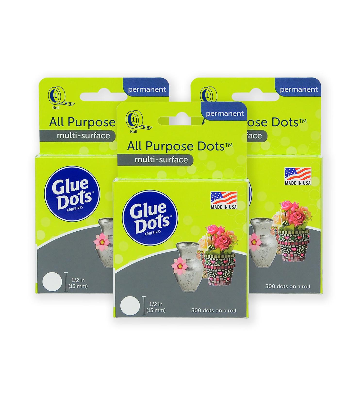 Glue Dots Double-Sided Adhesive Permanent All Purpose Dots 1/2-Inch Clear Roll of 300 3 Pack All Purpose Roll 3-Pack - Buy Online on GoSupps.com