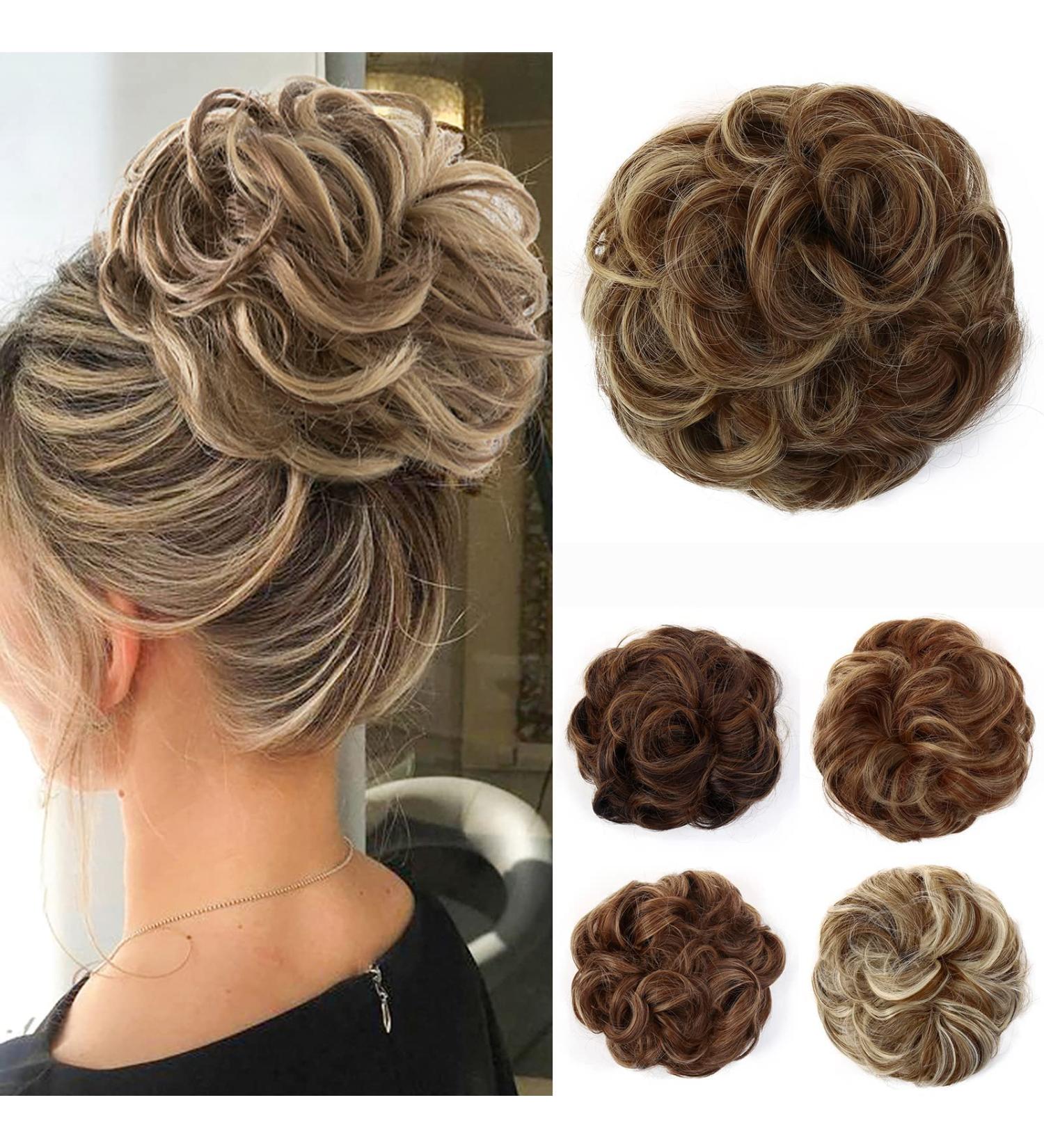 JJstar Messy Hair Bun Scrunchies for Women - Brunette/Ash Blonde Chignons - Buy Online on GoSupps.com