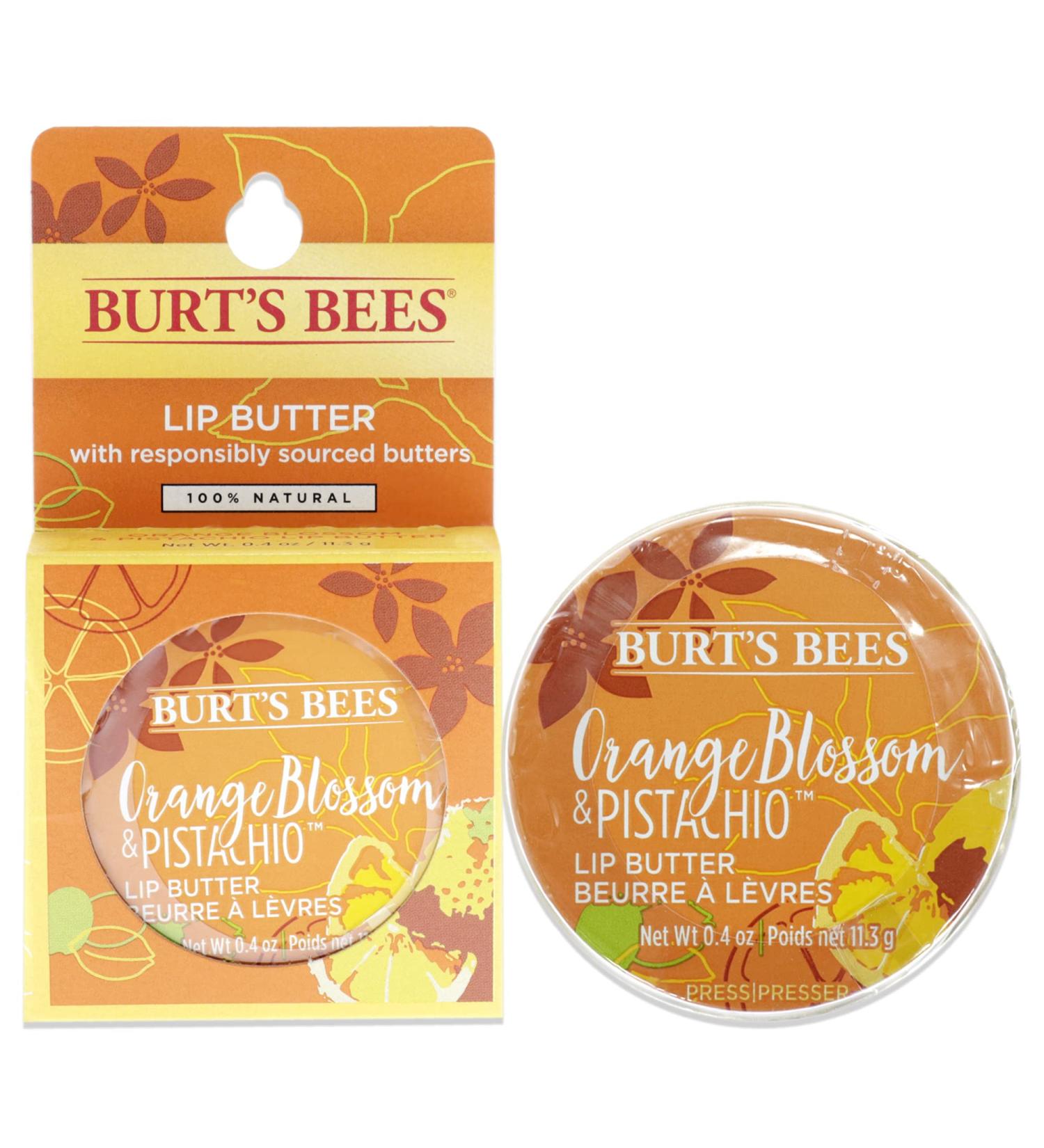 Burt S Bees 100% Natural Origin Moisturising Lip Butter with Orange Blossom and Pistachio 1 Tin 11.3 g Orange Blossom & Pistachio 11.3 g (Pack of 1) - Buy Online on GoSupps.com
