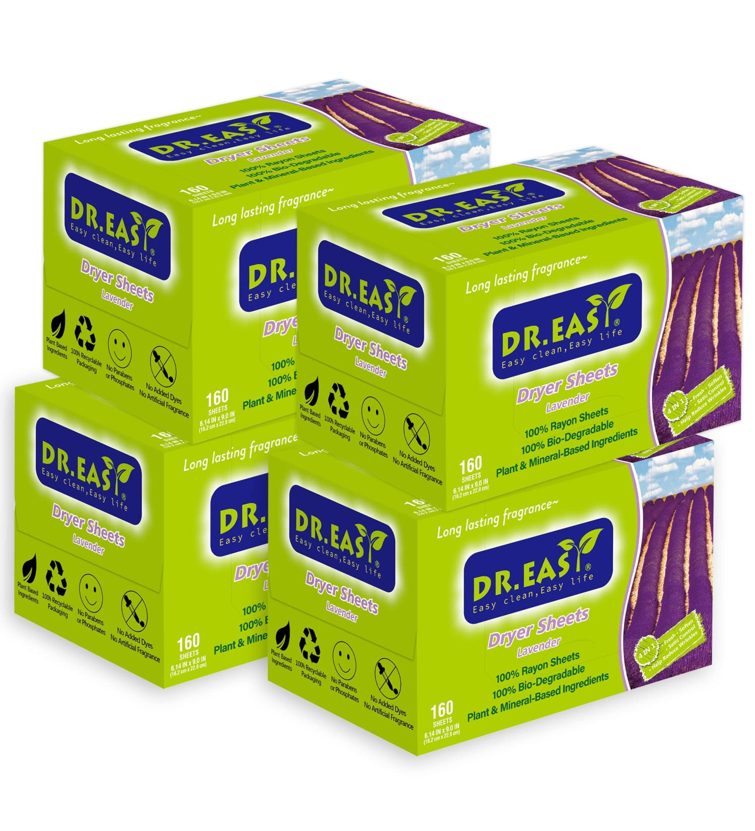 Dr. Easy Lavender Dryer Towels - Herbal Sensitive Skin Formula 640 Pack 100% Viscose Dye-Free Softener Sheets for Laundry - Buy Online on GoSupps.com