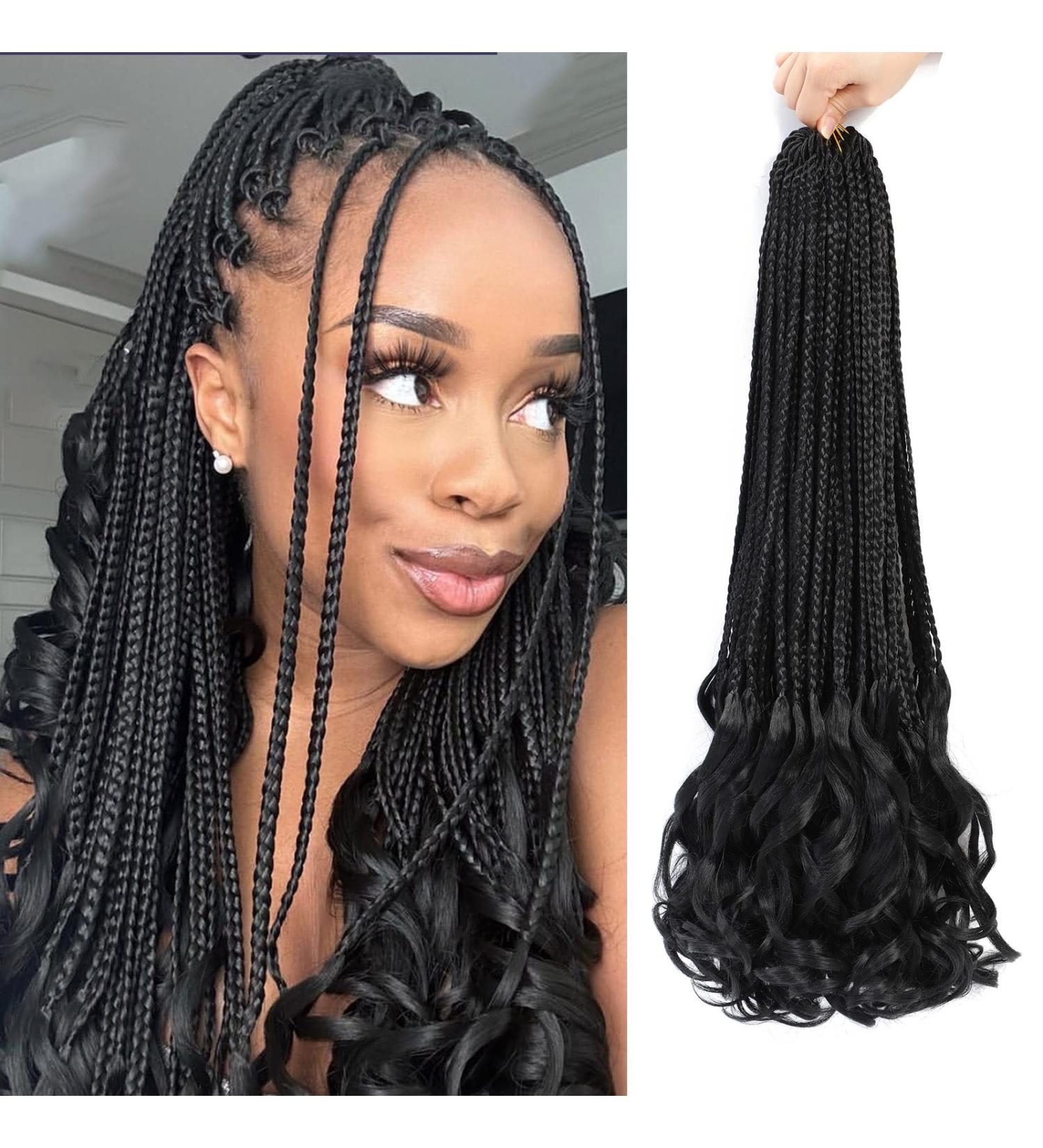 Mclisle French Curl Crochet Braids 18 Inch 7 Pack - Synthetic Pre Looped Goddess Box Braids with Curly Ends - 1B 18 Inch - Buy Online on GoSupps.com