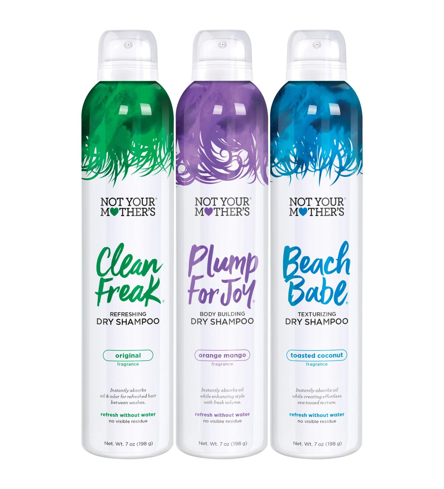 Not Your Mother's Dry Shampoo Assortment (3-Pack) - 7 oz - Instant Oil Absorption with Clean Freak, Plump for Joy, Beach Babe Dry Shampoo - Buy Online on GoSupps.com