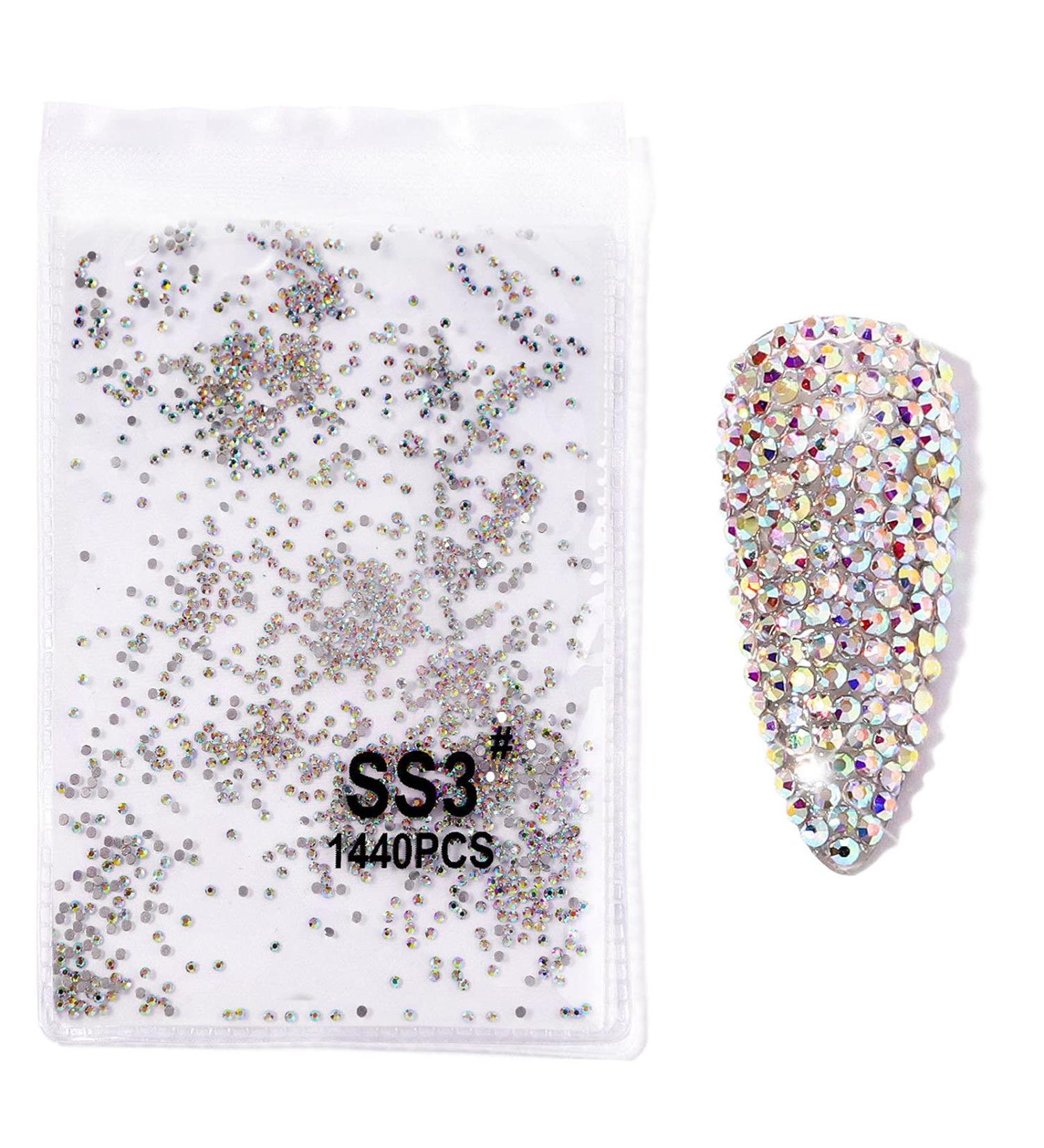 2880pcs SS3 1.3mm Crystals AB Nail Rhinestones for Nail Art Decoration - Round Flatback Glass Gems Stones for Nails, Crafts, Makeup & Accessories (2880Pcs SS3) - Buy Online on GoSupps.com