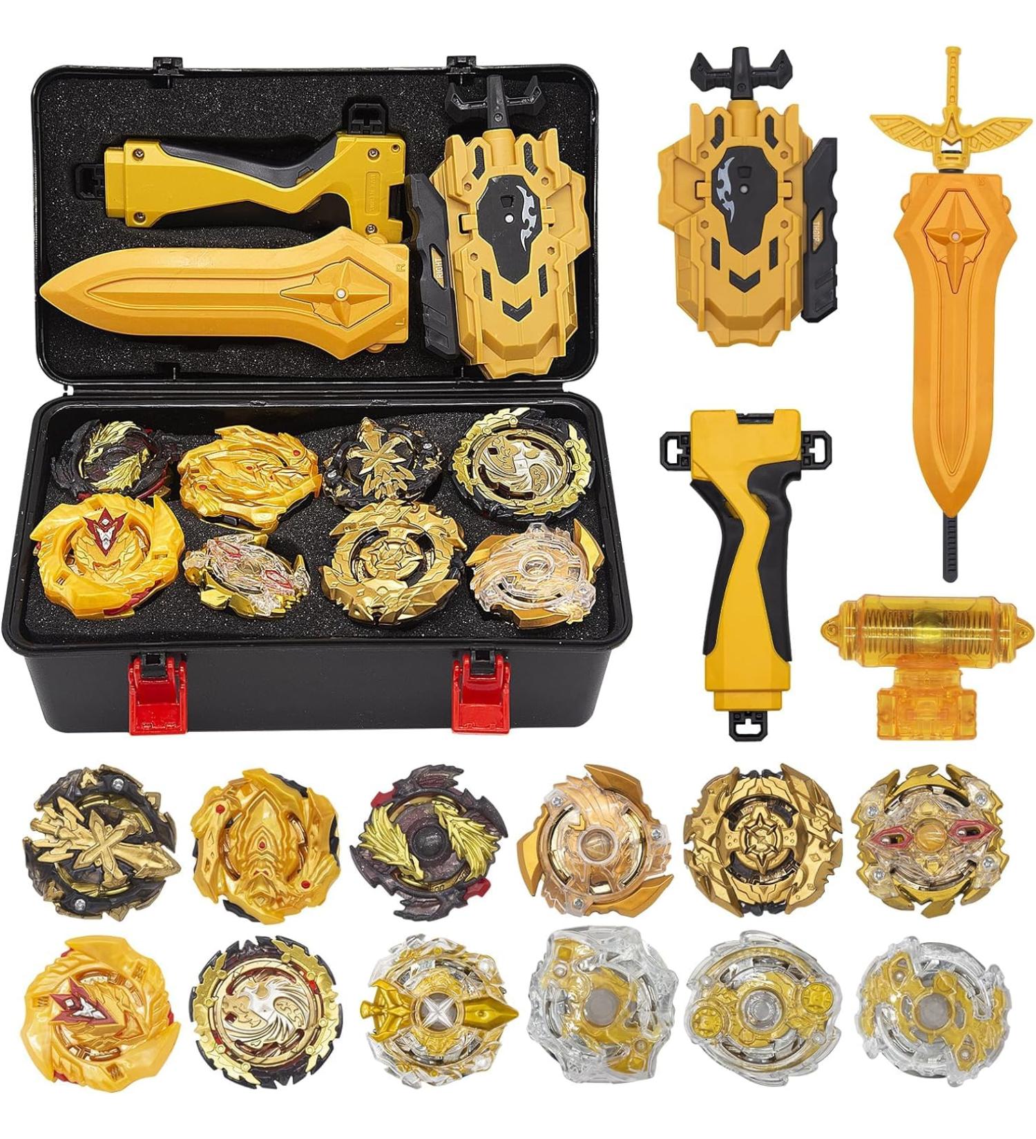 3T6B Martial Arts Starter Set - 12 Piece Bay Battling Tops with Burst Turbo Launcher & Arena Toy for Kids (Gold) | International Shipping Available - Buy Online on GoSupps.com
