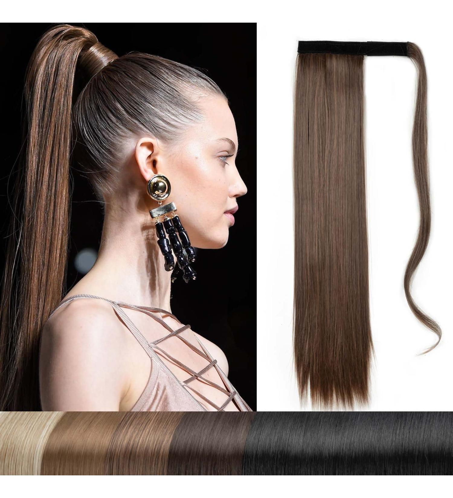 Shop Natural Wavy Ponytail Clip-In Hair Extensions | Medium & Light Brown 22 Inch - 110g - Buy Online on GoSupps.com