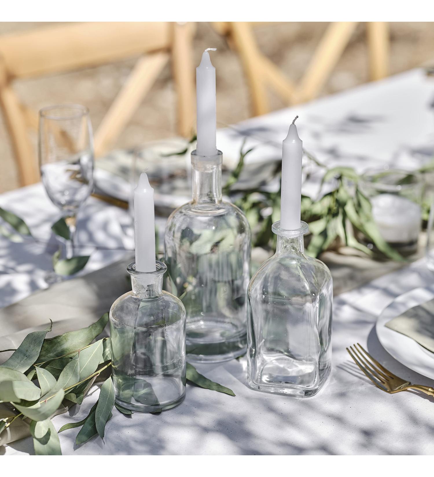 Ginger Ray Glass Bottle Holder Decoration - 3 Piece Green Candle Holders for Weddings & Parties - International Shipping Available - Buy Online on GoSupps.com