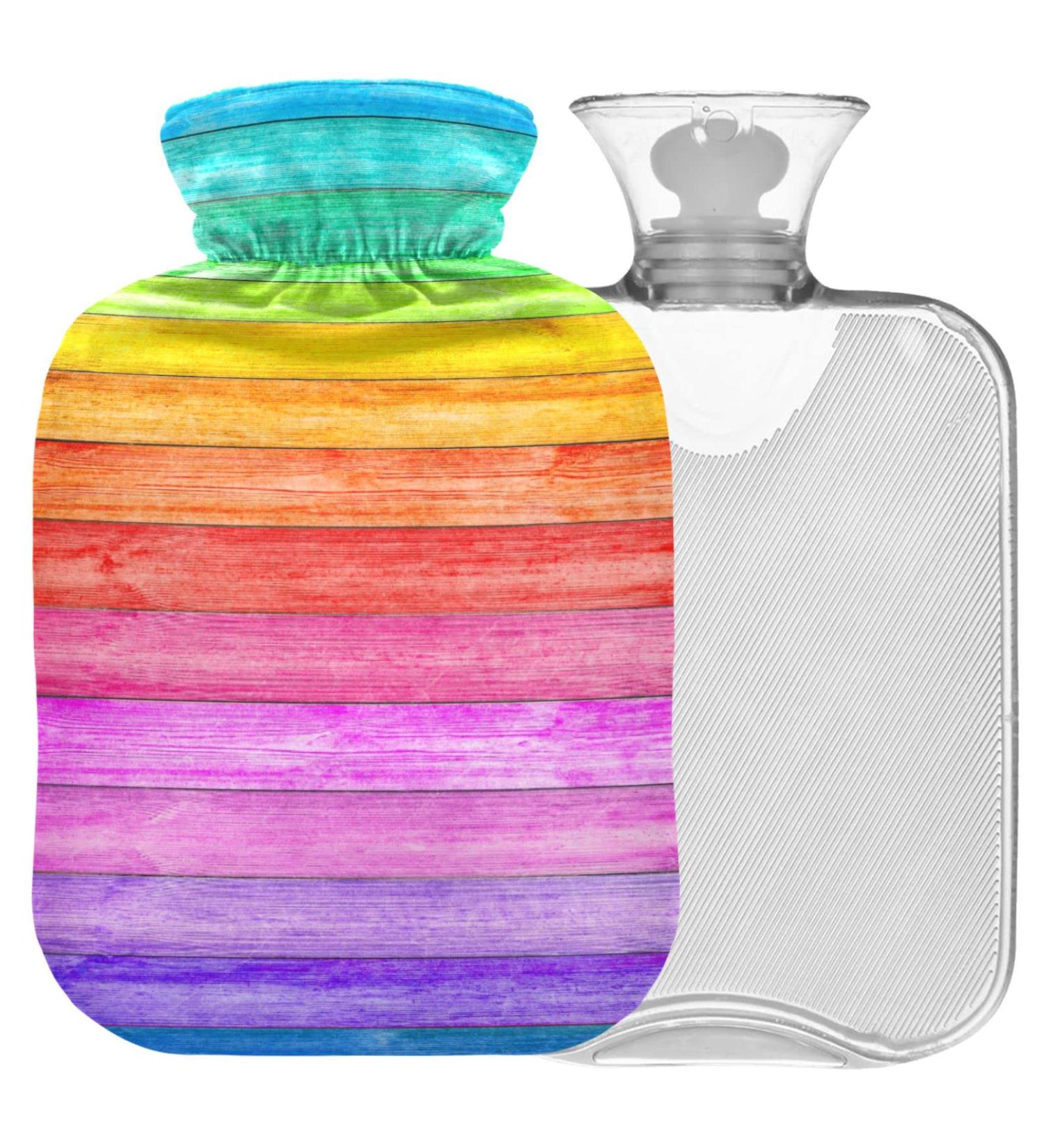 Rainbow Wooden Heat Bottle with Cover - 1L Hot Water Bottle for Bed Hand & Feet | Naanle Heat & Cold Therapy - Buy Online on GoSupps.com