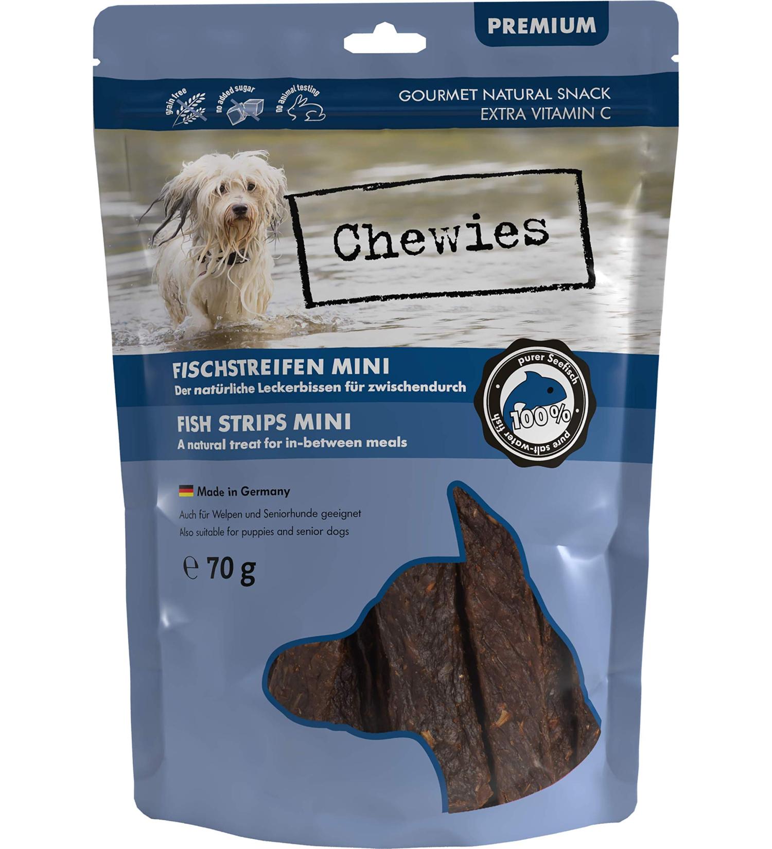100% Sea Fish Mini Dog Treats - D rrfisch Seefisch - Air-Dried Grain-Free Meat Strips Snacks for Small Dogs - 70g - Buy Online on GoSupps.com