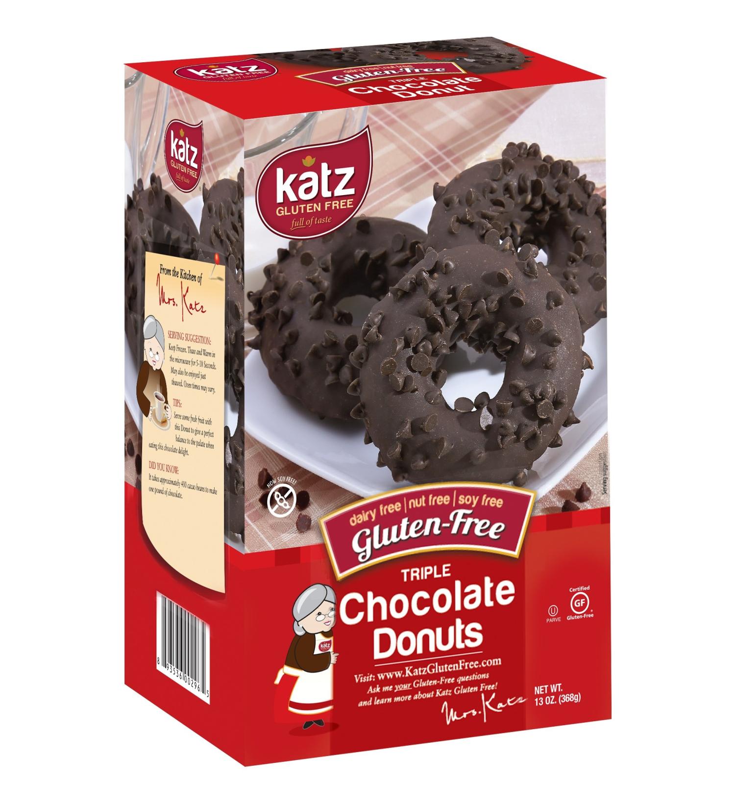 Katz Gluten Free Triple Chocolate Donuts - Dairy, Nut, Soy, Gluten Free, Kosher - 3 Packs of 6 Donuts (13 oz Each) - Buy Online on GoSupps.com