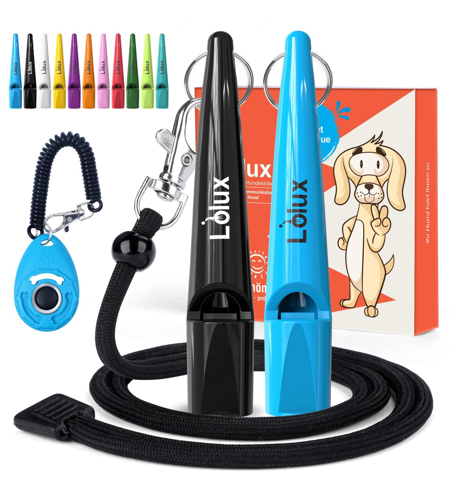 LIOLUX Dog Whistles (2 Pack) with Clicker & Lanyard - Professional Dog Training Whistles - Loud & Clear R tter Refraction (Blue/Black) - Buy Online on GoSupps.com