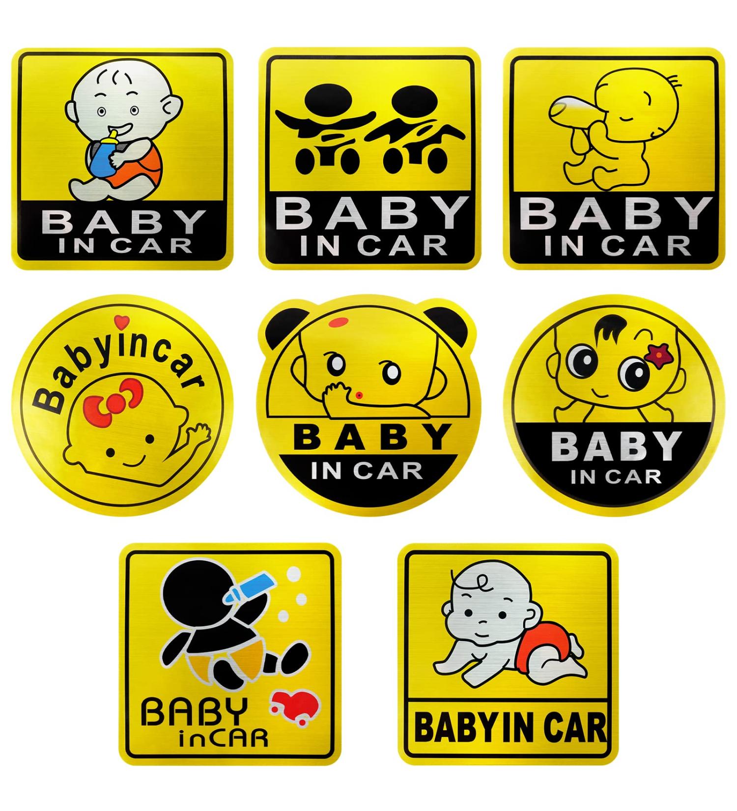 Uraqt Baby on Board Shield - 8 Auto Reflective Baby On Board Magnets & Waterproof Vinyl Sticker (12.5cm Yellow) for Child Safety - Buy Online on GoSupps.com