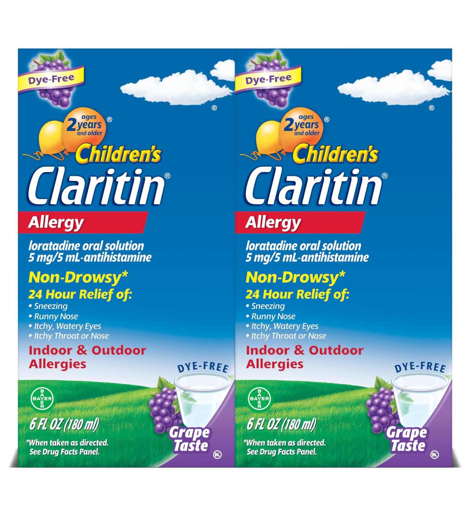Claritin Grape Flavored Kids Allergy Relief - Non Drowsy Liquid Antihistamine for 24 Hours | Dye Alcohol & Sugar Free for Children 2 - Buy Online on GoSupps.com