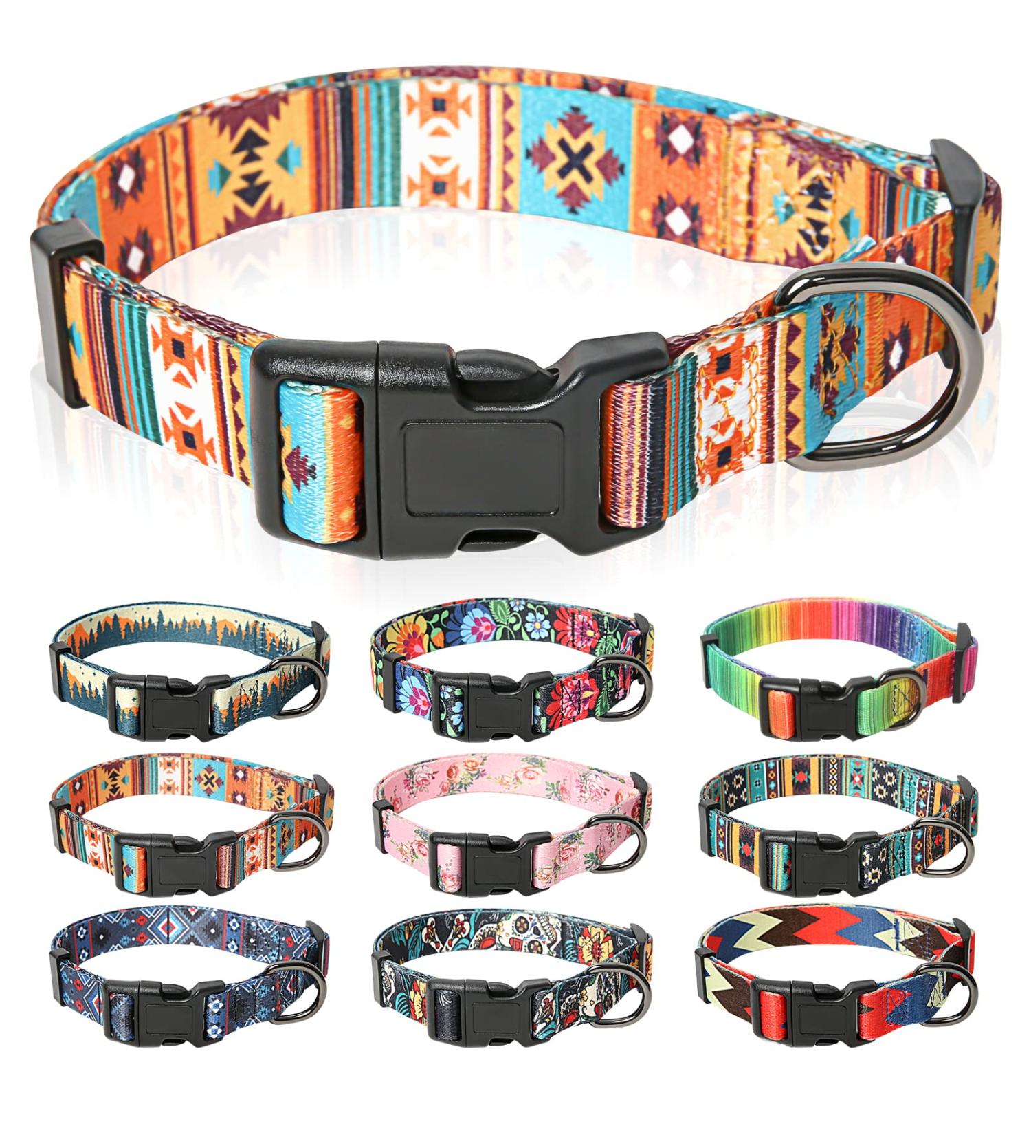 Heele Bohemian Orange Dog Collar | Adjustable Collars for Small & Medium Dogs | Comfortable & Robust | Perfect for Puppies - Length 25-38cm - Buy Online on GoSupps.com