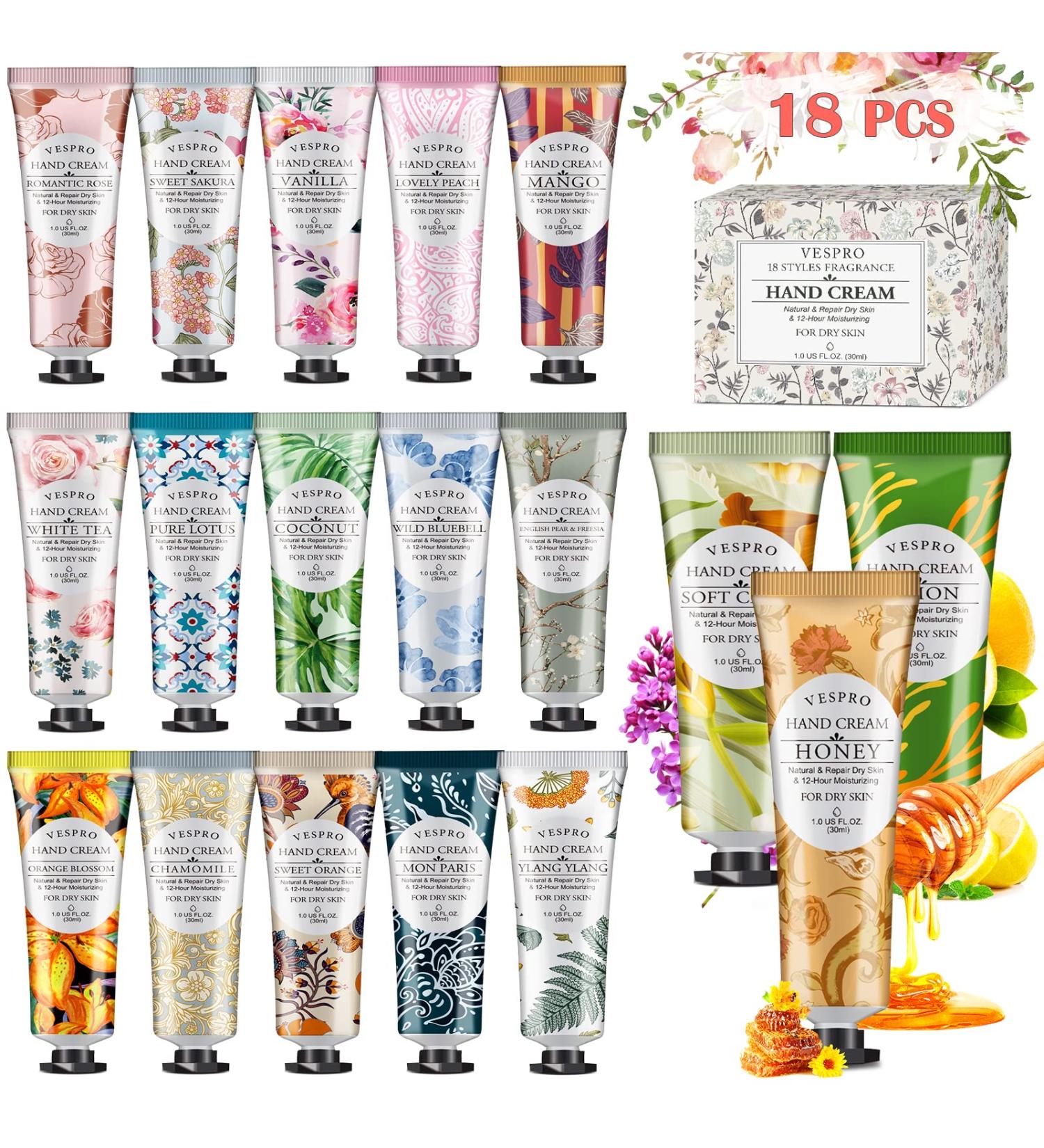 VESPRO 18 Pack Plant Fragrance Hand Cream Gift Set - 30ml Mini Hand Lotion Travel Size, Moisturizing Hand Care Cream for Women - 18 Different Scents - Perfect Bulk Gifts for Mom, Sister, Yourself - Buy Online on GoSupps.com