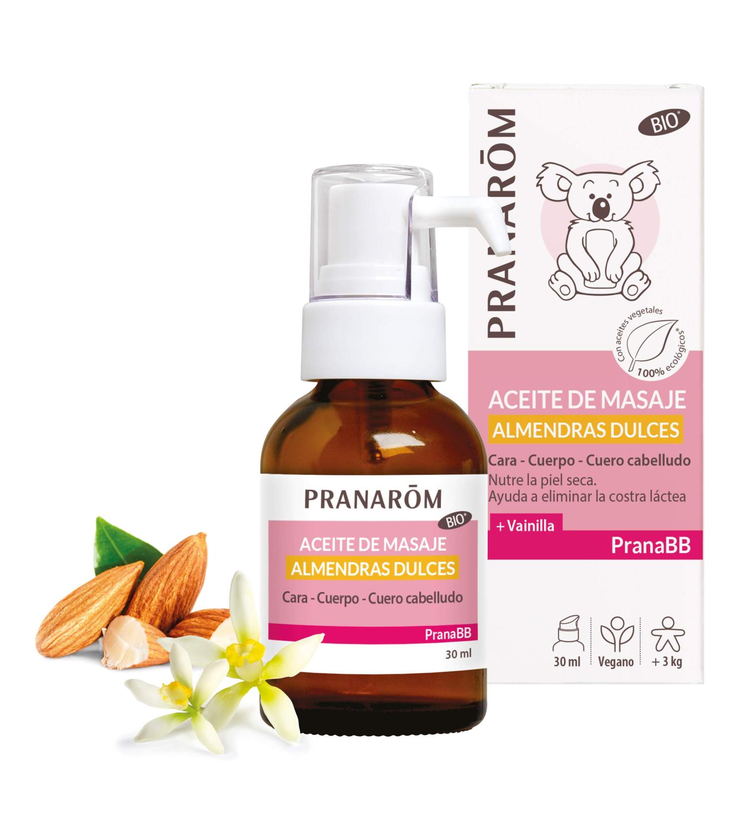 PRANAR M - PranaBB - Huile de Massage - Amandes Douces Vanille - Visage - Corps - Cuir chevelu quilibre motionnel - Soins pour b b partir de 3 kg 30 ML.