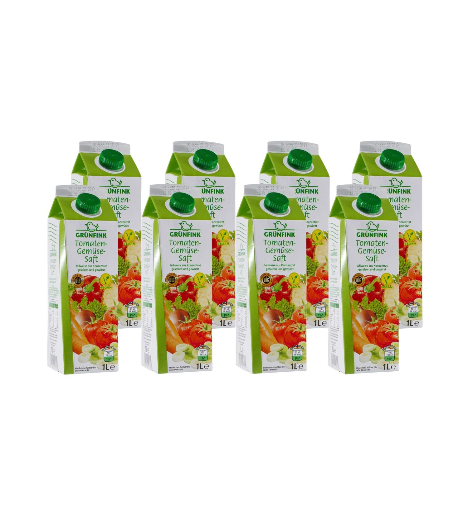 Greenfinch Tomato Vegetable Juice - Pack of 8 (8 x 1L) - Healthy Vegetable Mix for International Shipping - Buy Online on GoSupps.com