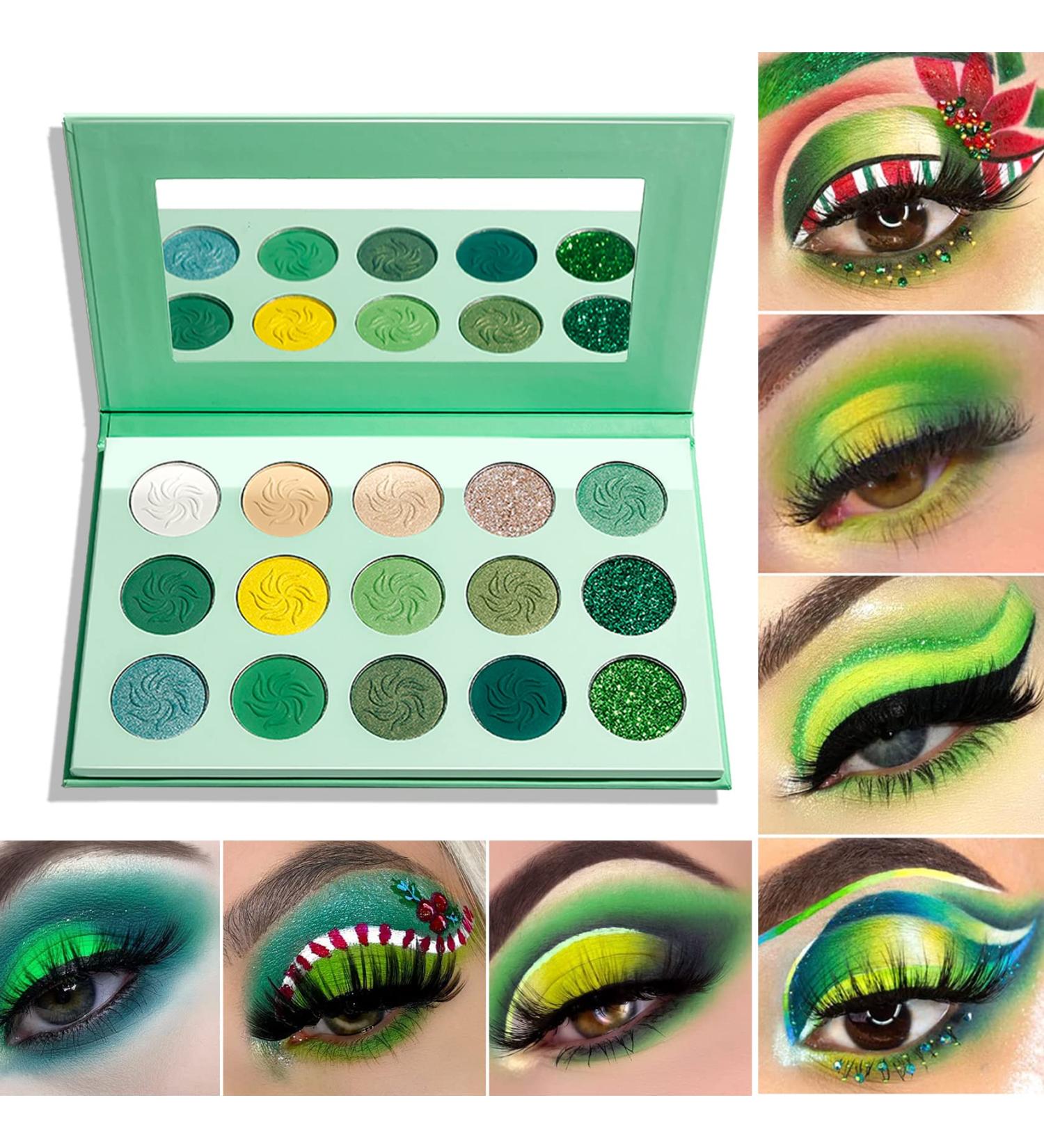 15 Color Green Eyeshadow Palette - Highly Pigmented Blendable & Long Lasting Matte & Shimmer Eyeshadow for Women - International Shipping Available - Buy Online on GoSupps.com