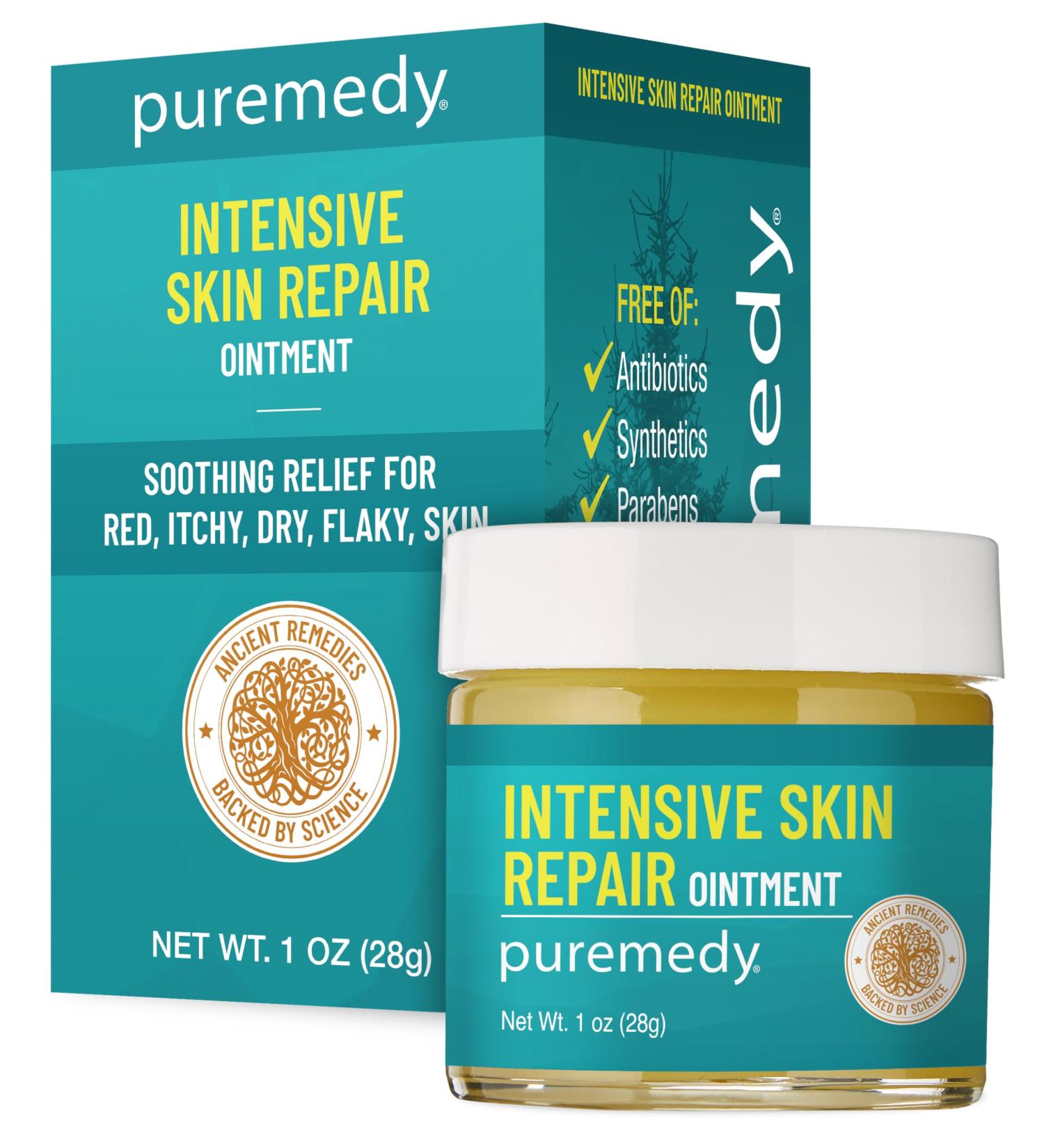 Puremedy - Intense Skin Repair Ointment All Natural Salve Soothes and Relives Symptoms of Dry Itchy Flaky Scratchy or Weepy Skin - 1 oz Jar - Buy Online on GoSupps.com