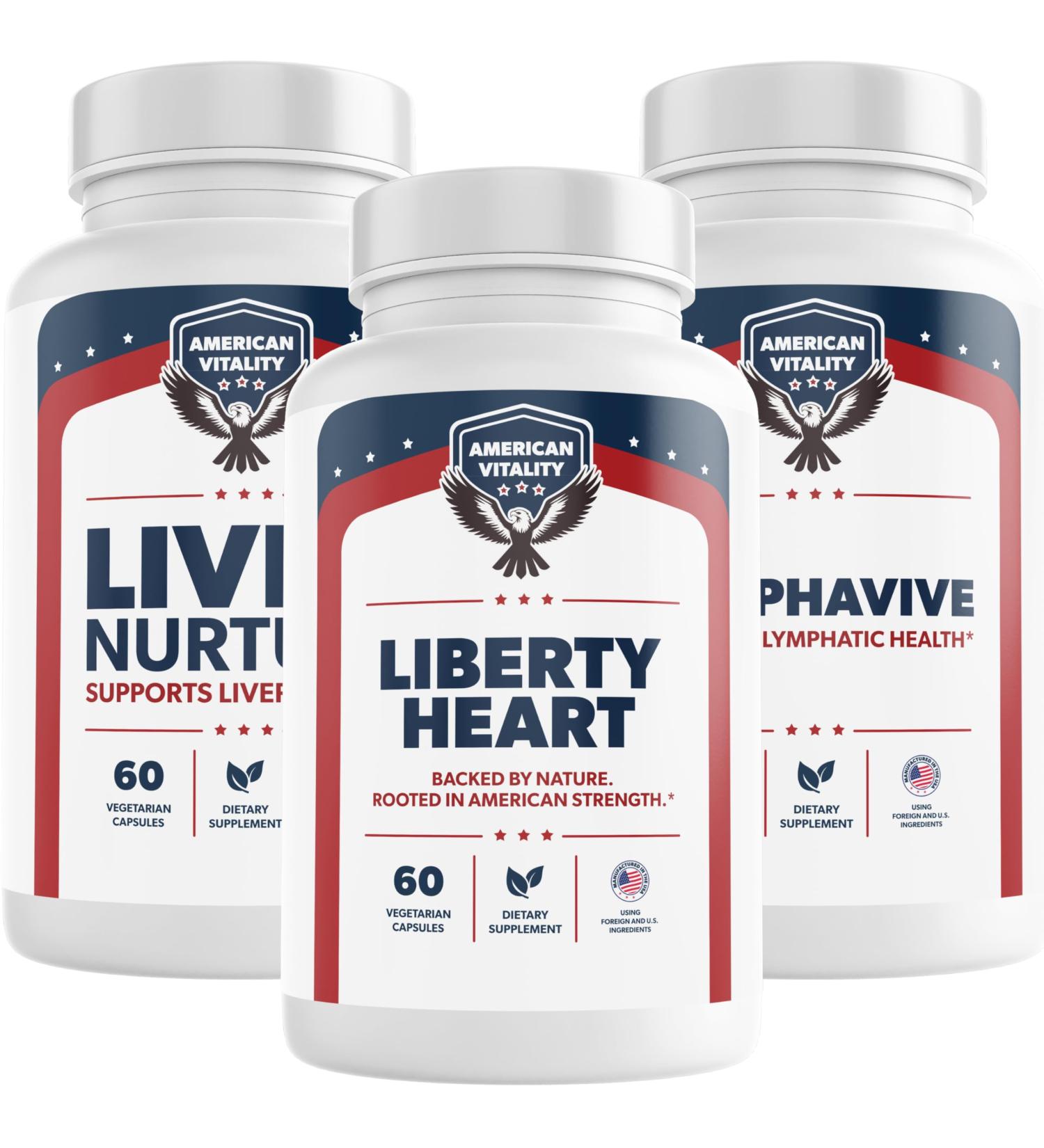 AMERICAN VITALITY Liberty Heart & Liver Nurture & Brain Bundle - Buy Online on GoSupps.com