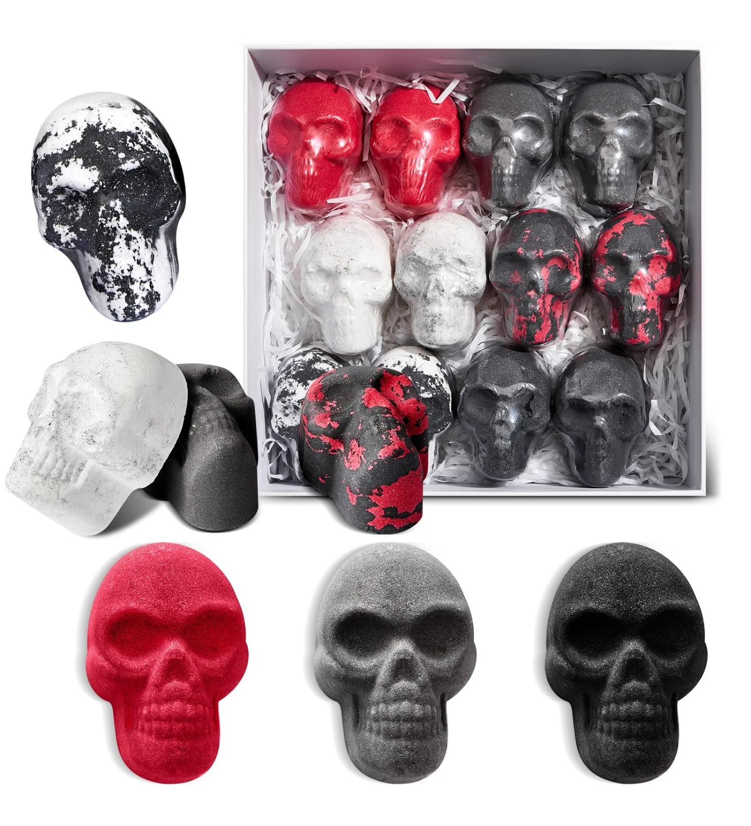 Lounsweer 12 Pcs Skull Bath Bombs Gift Set - Handmade, Goth Gifts for Women - Halloween Decor - Bubble Bathbombs in 6 Colors - Buy Online on GoSupps.com